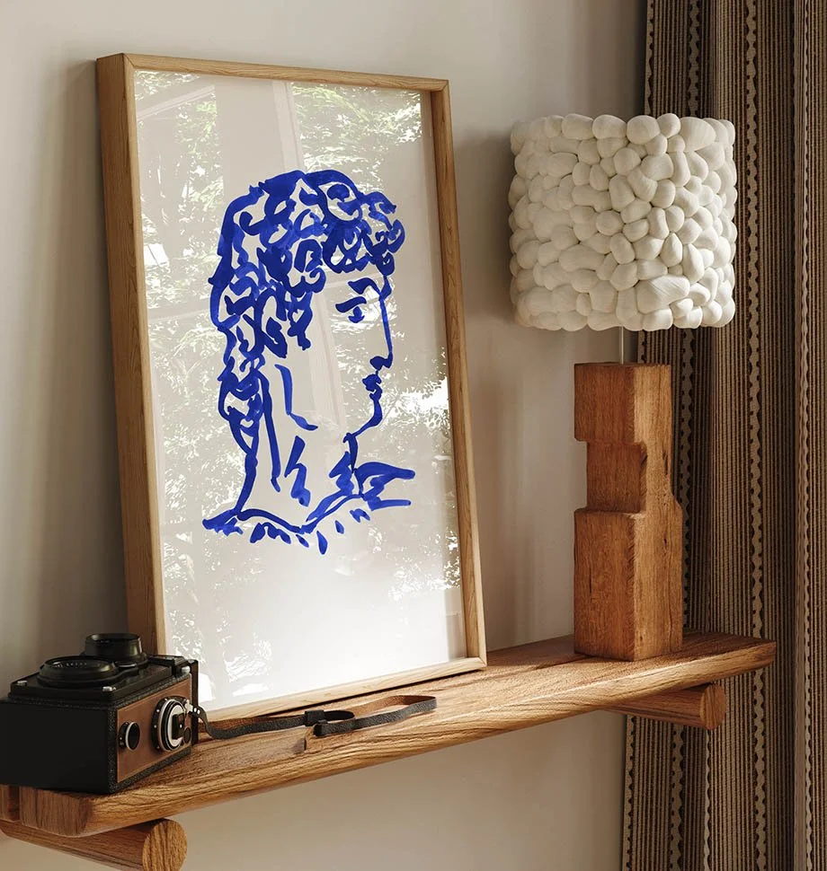 Greek Portrait art print in home office setting