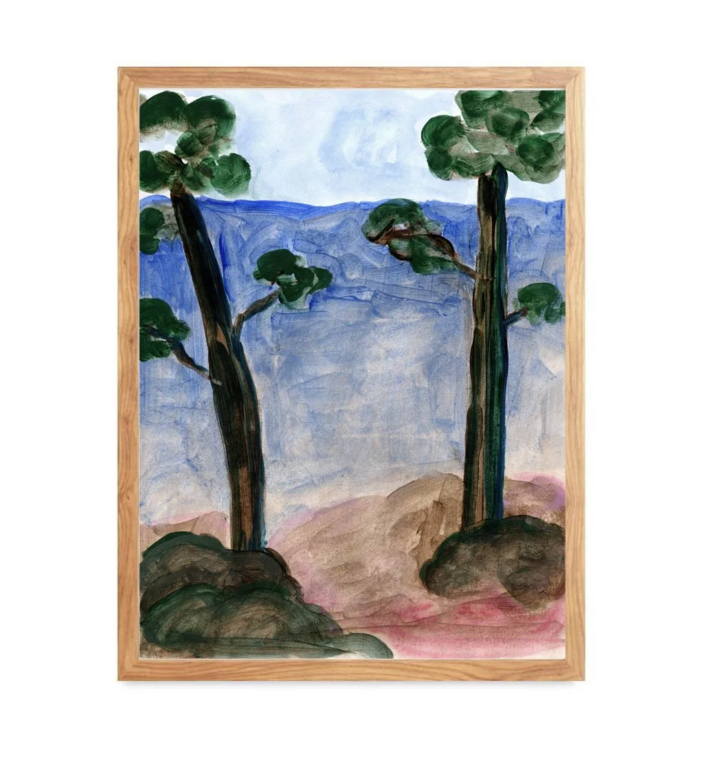 Coastal Landscape with Trees layered acrylic art print by Leïla Dubus