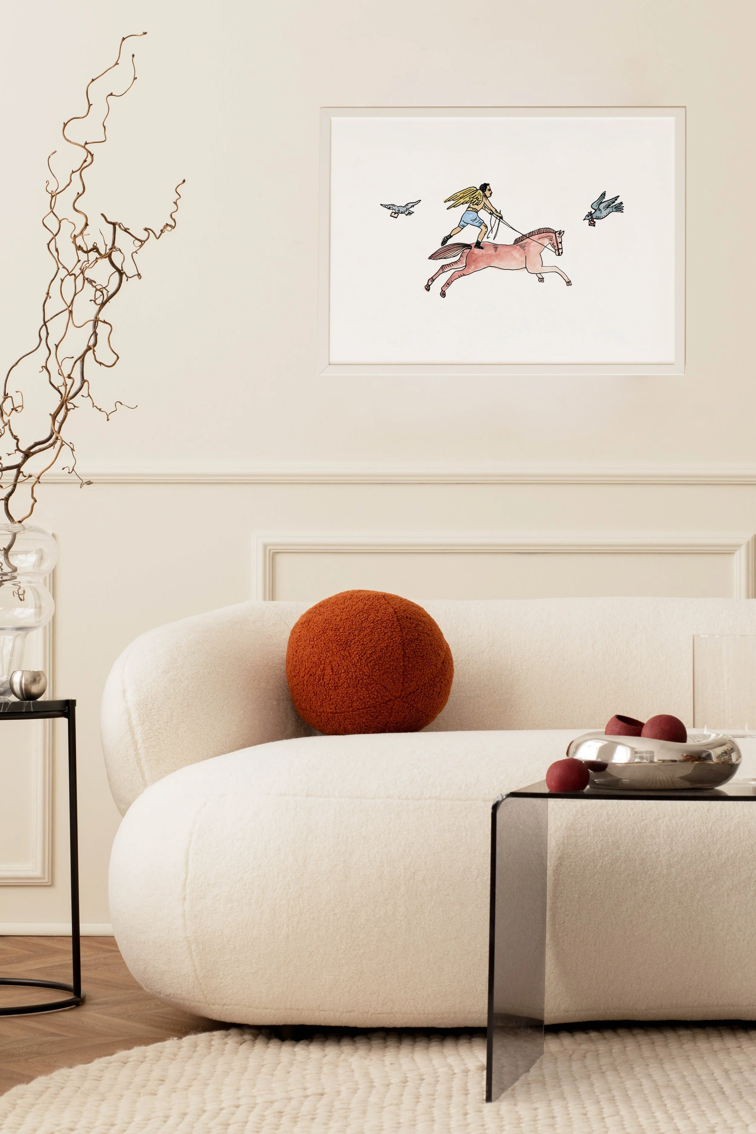 The Equestrian pink horse print framed