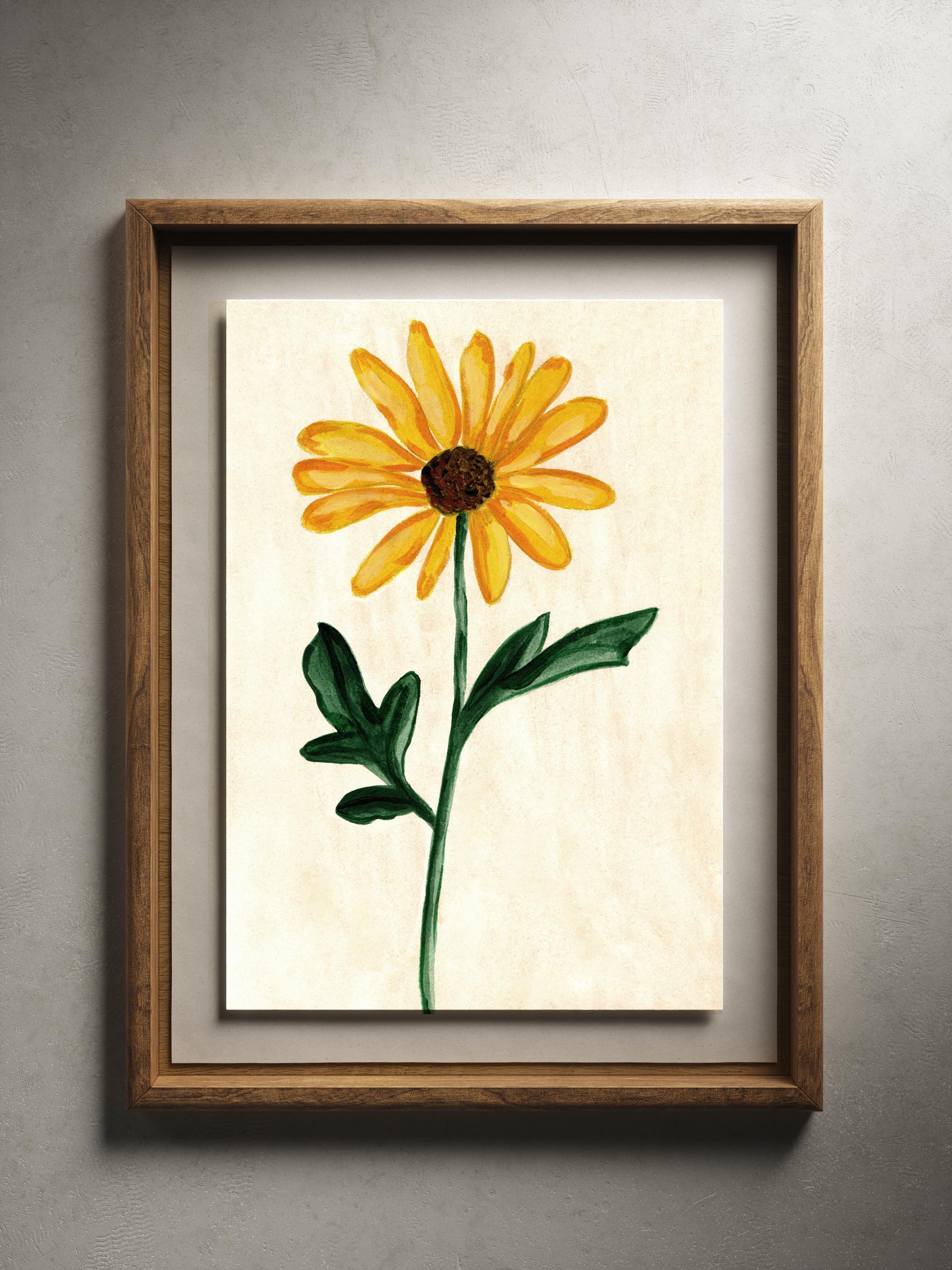 Yellow Flower bright print framed