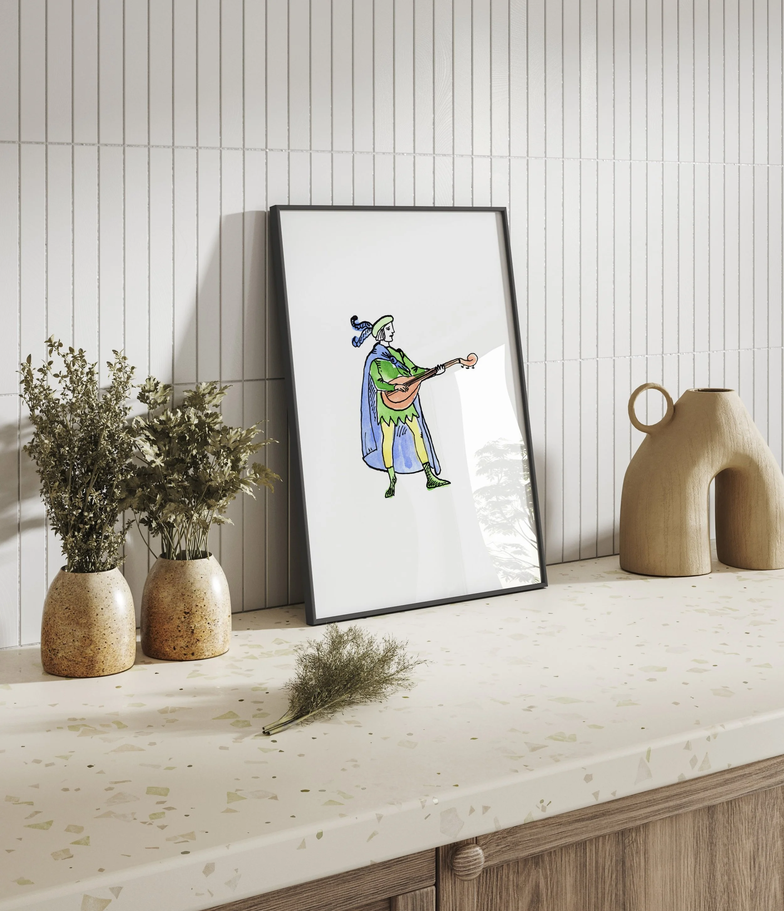 The Musician art print in living room setting