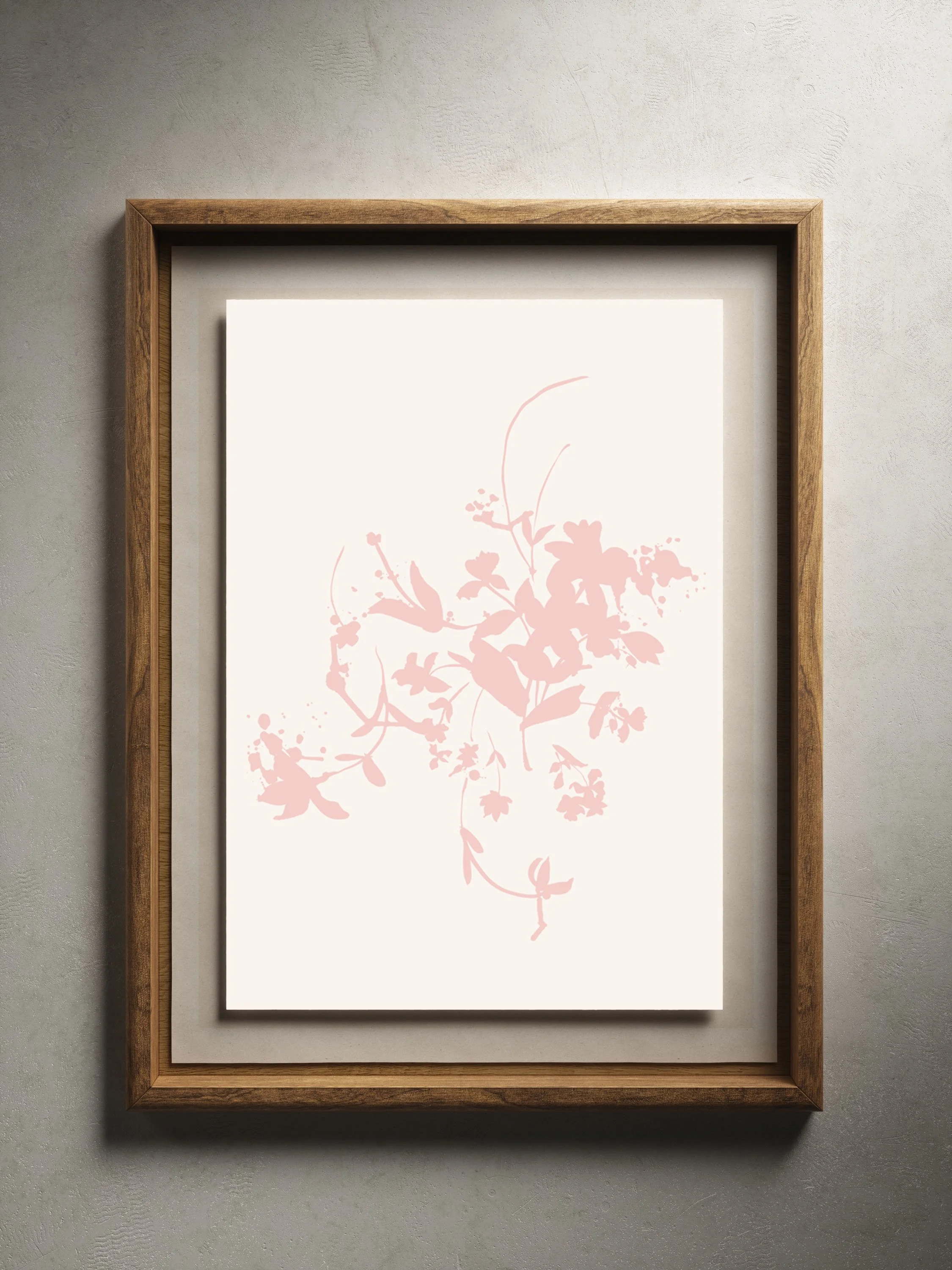Blush Bouquet pink floral print framed
