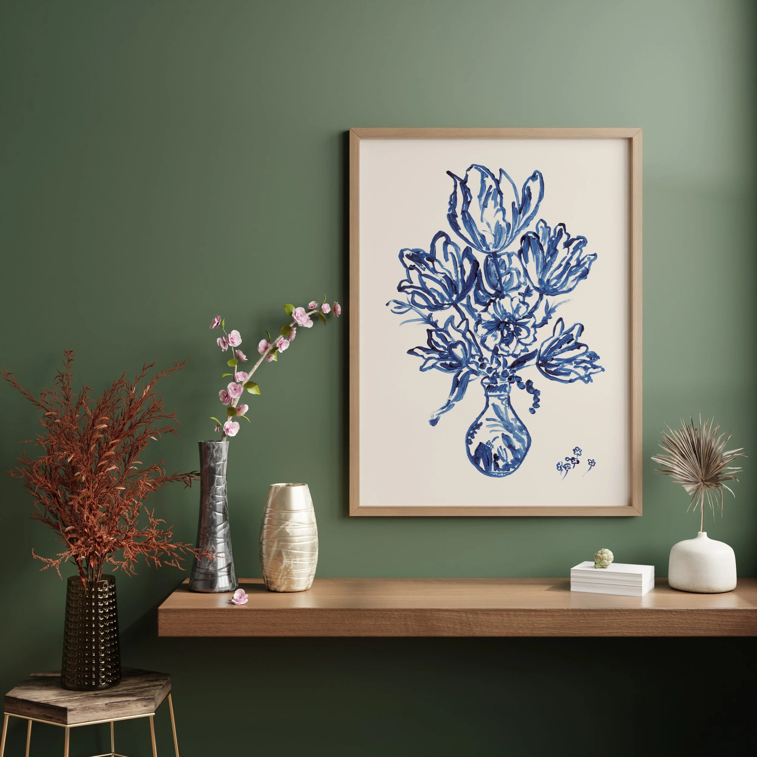 green wall tulips in vase.jpg