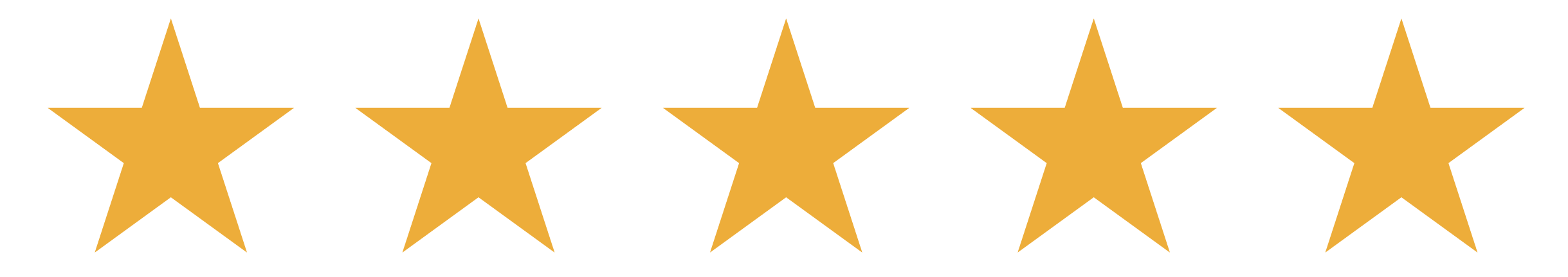 Five gold stars in a row against a black background.