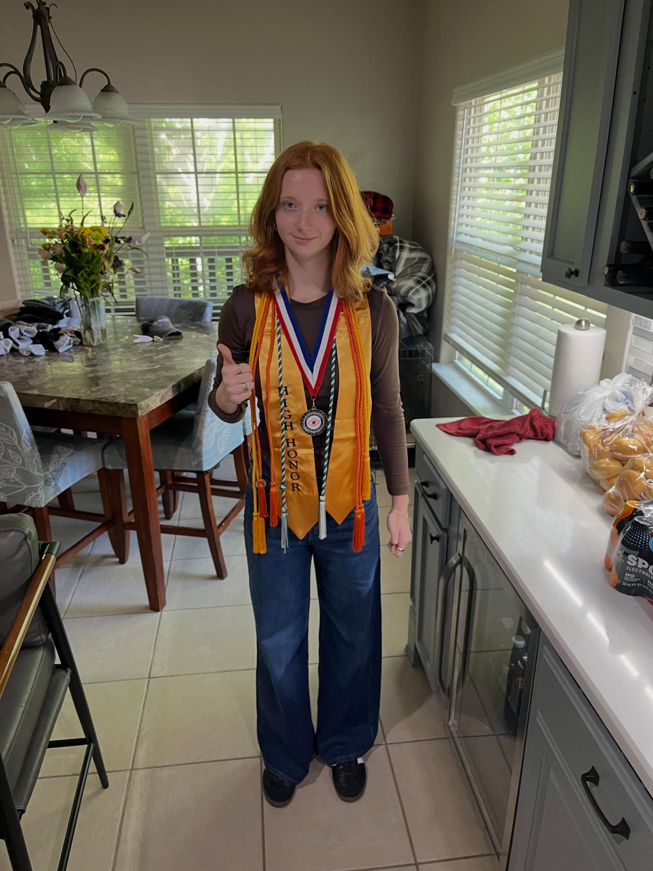 So proud of this overachiever&hellip;.

We had @kylee_sallee &lsquo;s Senior Awards this week and she got all of her regalia for graduation!!

She got:
HIGH Honors
AR Bi-Literacy  Seal 
NWACC Rising Scholar 
National Honor Society 
Ignite Professiona