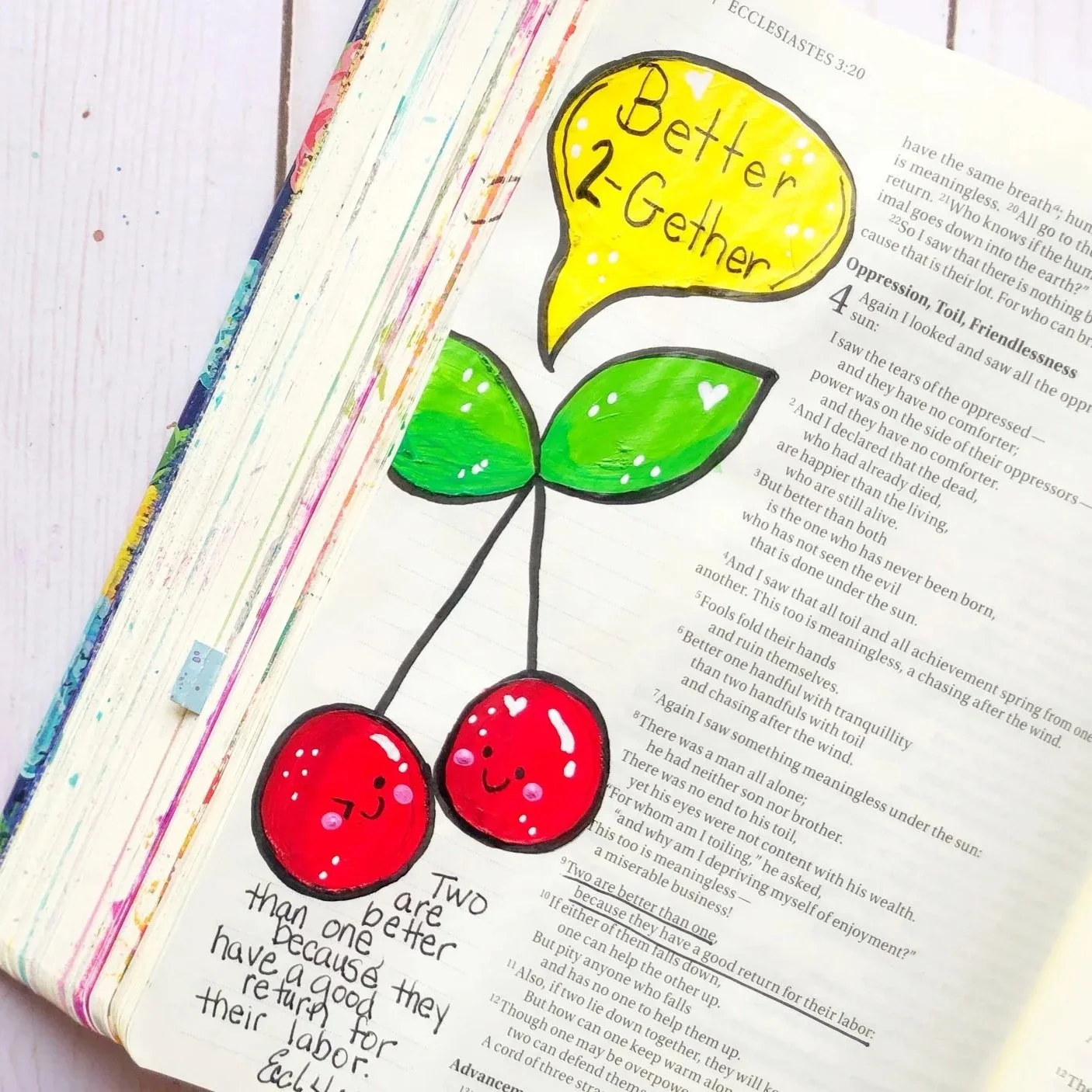 It doesn't have to be difficult or labor intensie when you create. Simple Cherry drawing in my bible. Full YouTube Video Available