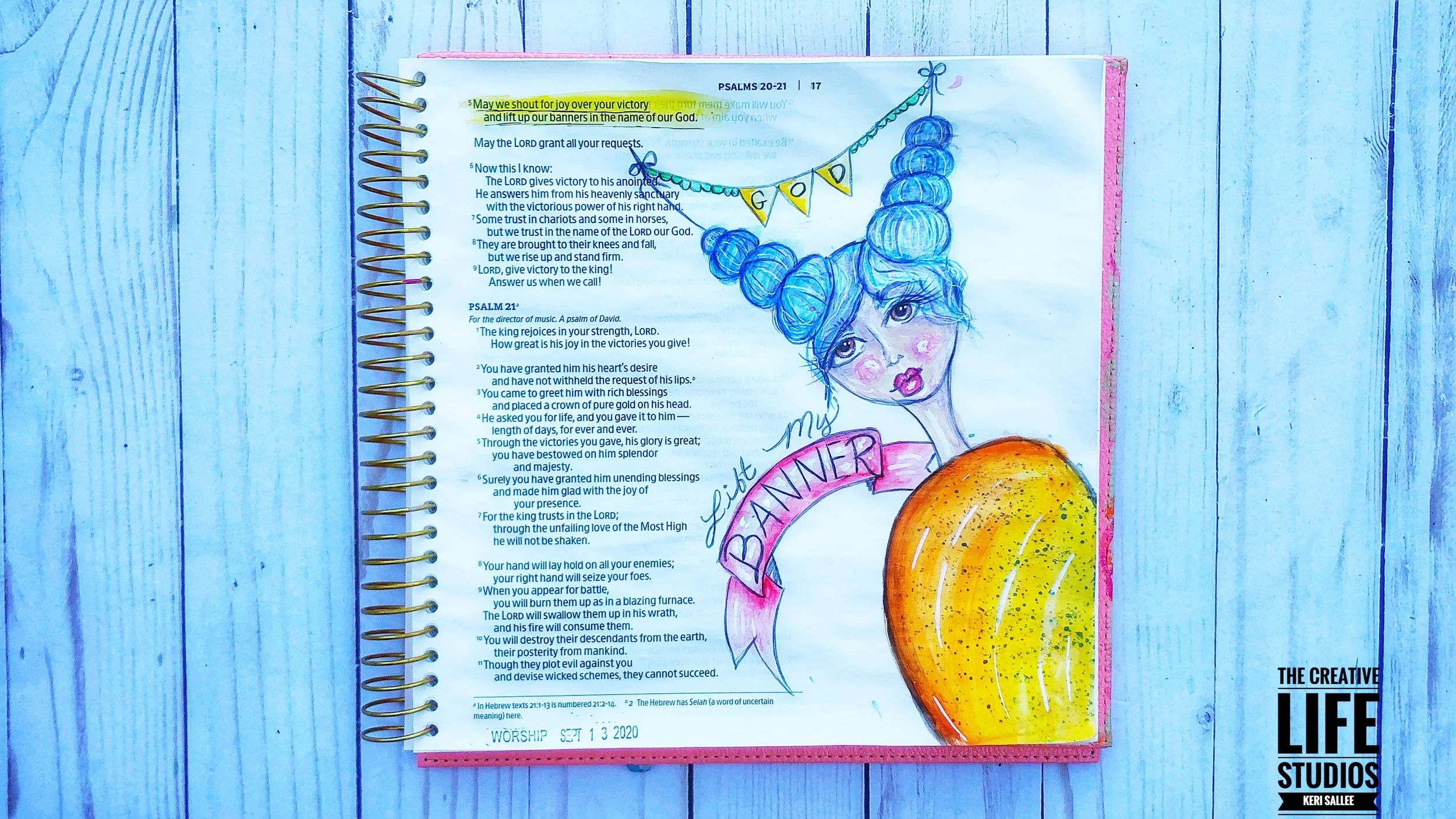 Watercolor Girl - Raise a Banner Bible Journaling. Full Video On Youtube