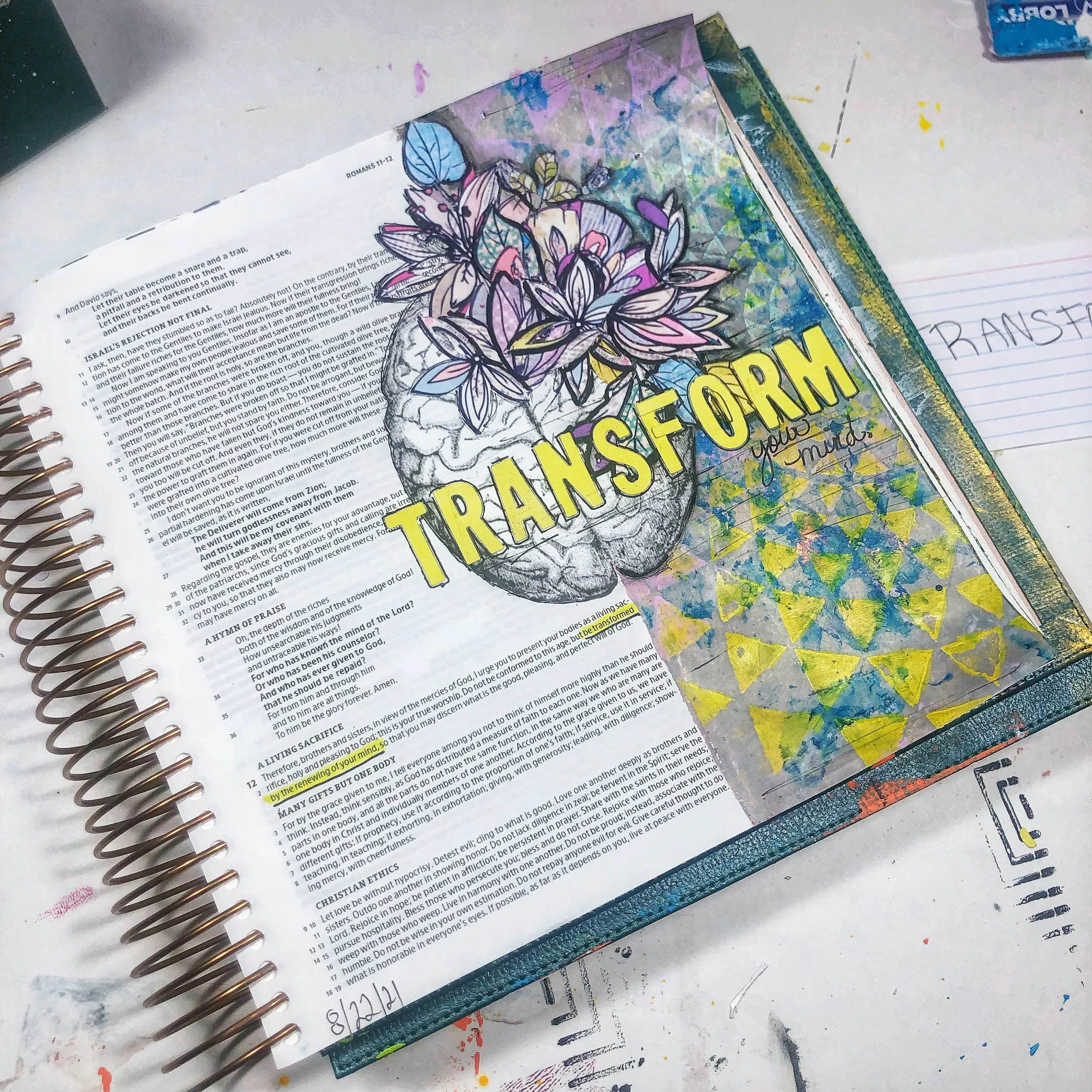 Illustrated Bible with Gel Press and Acrylic Paint
