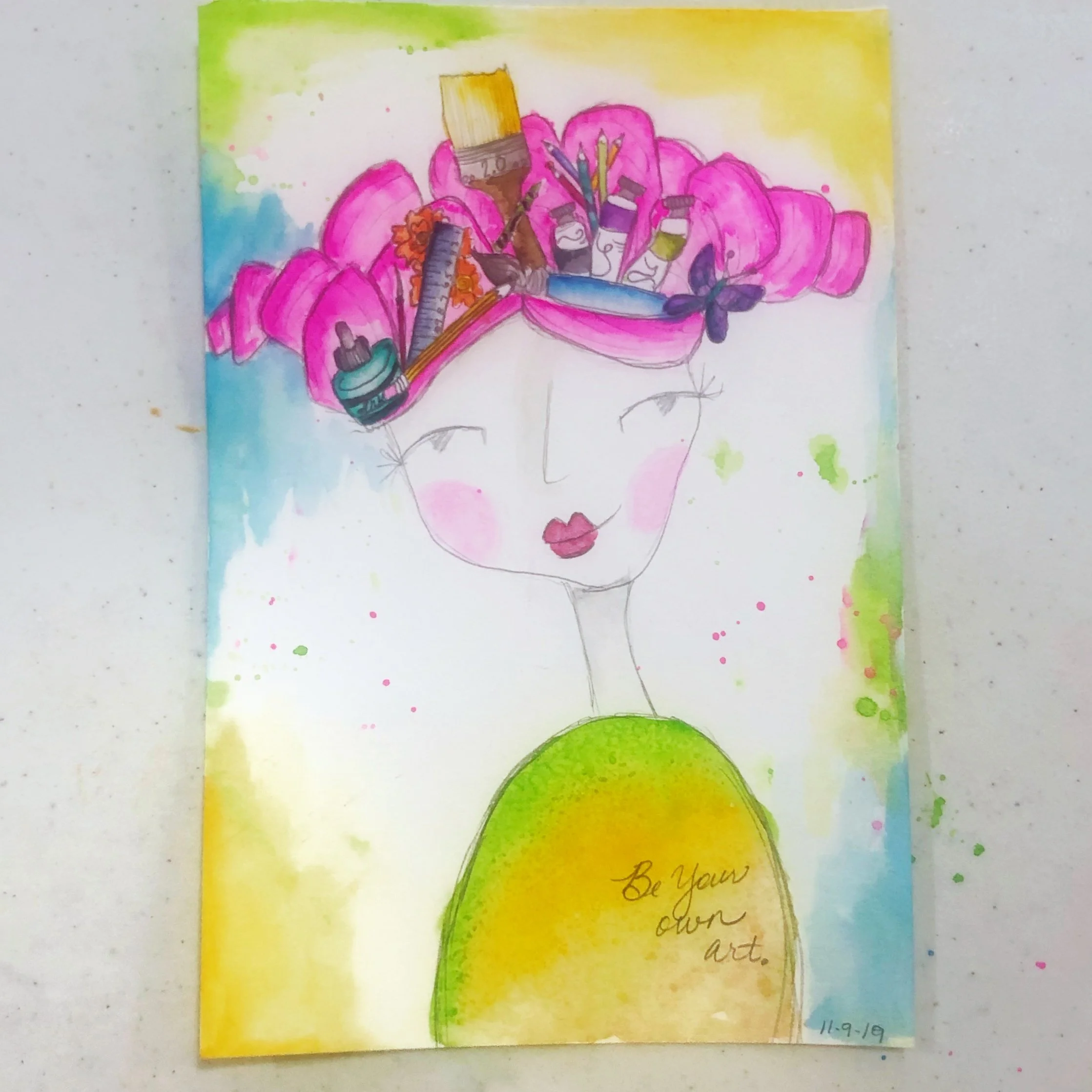 Watercolor Girl - Artsy Crafty