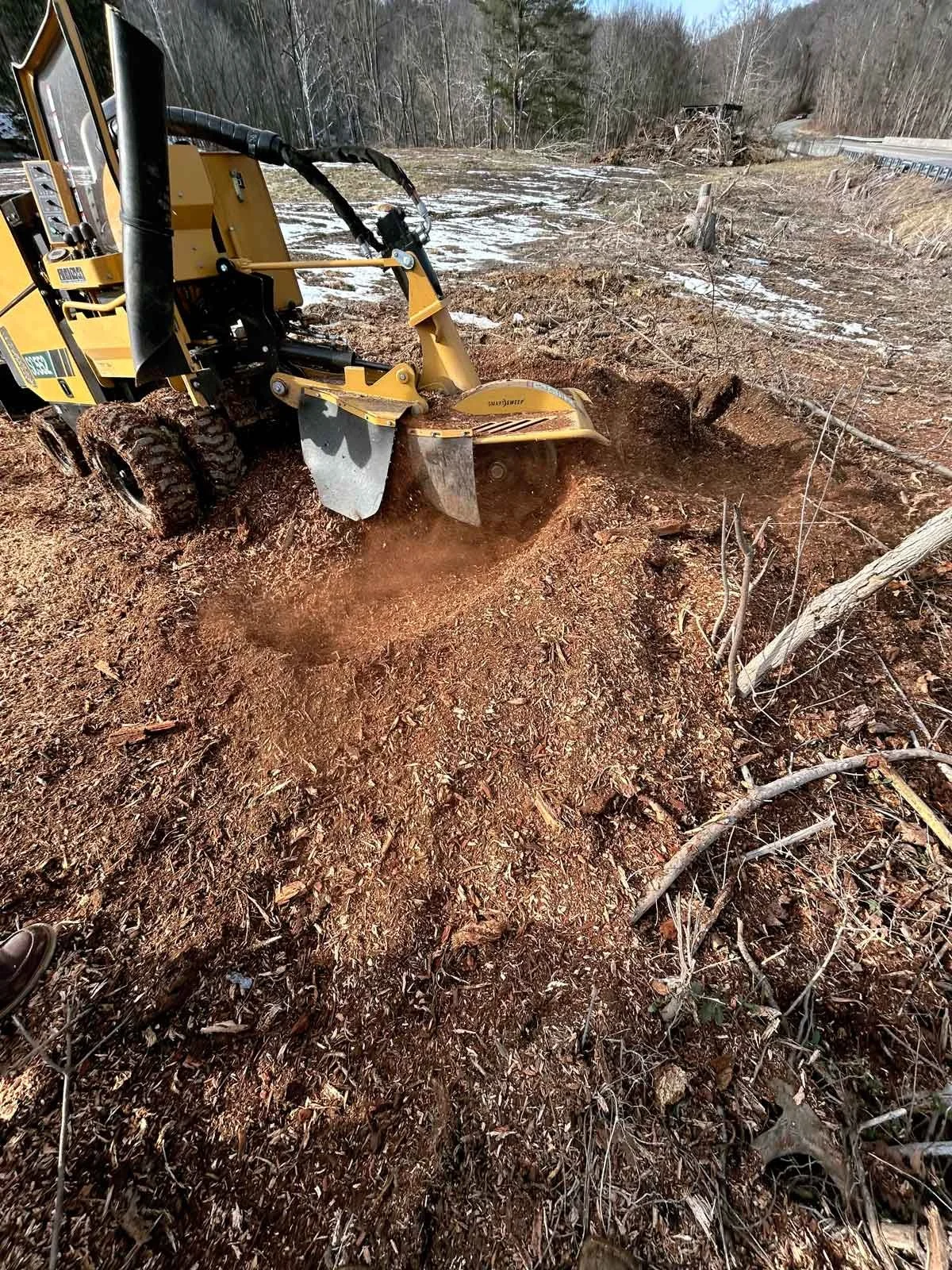 Property prepared for landscaping after stump removal.