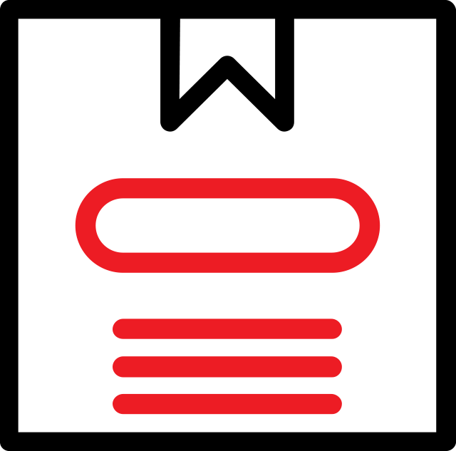 Icon of a light bulb with a red outline, symbolizing ideas or creativity.