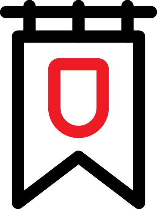 A red horseshoe magnet with a red U-shaped core positioned vertically, with black background.