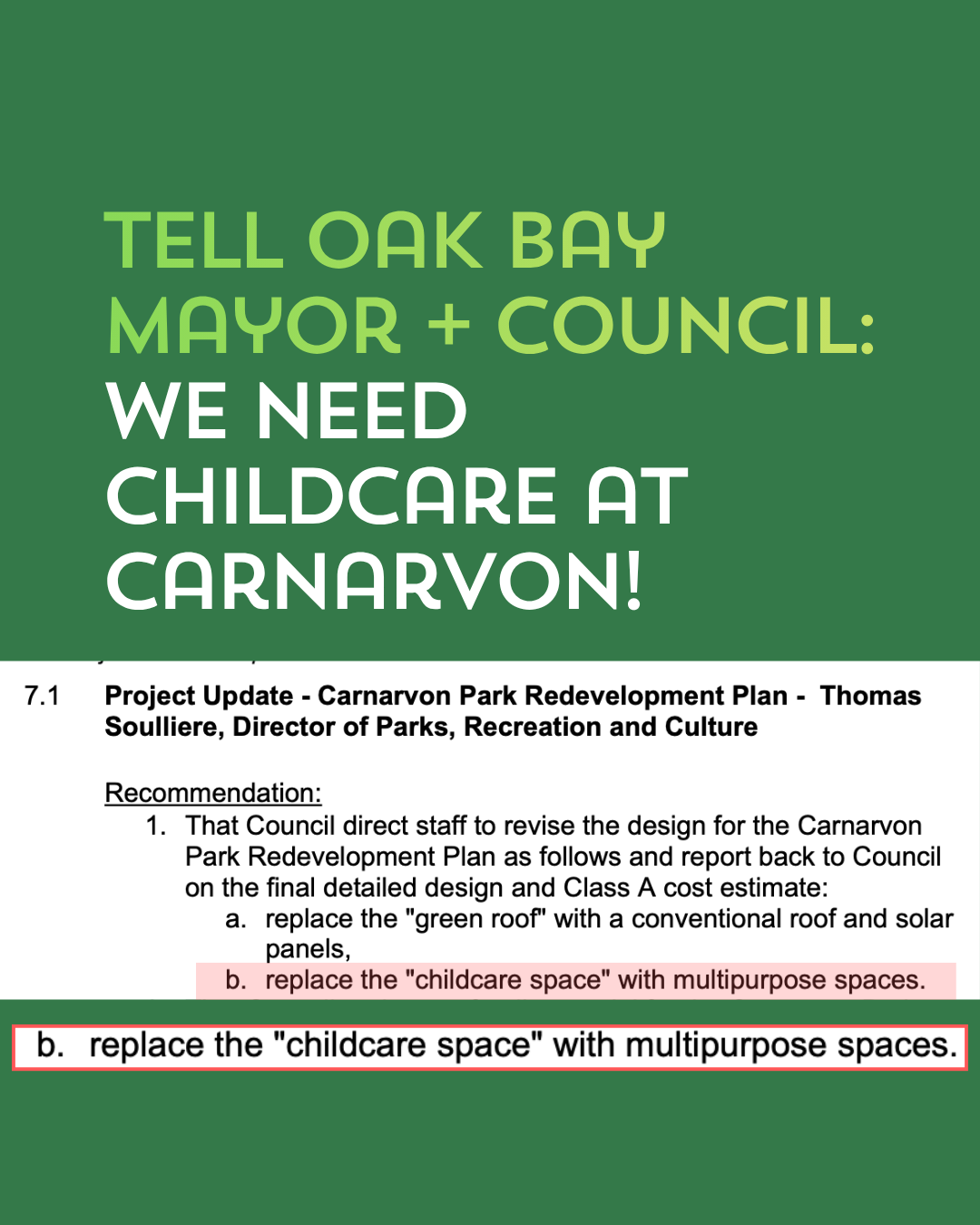 Oak Bay: We Need Childcare!