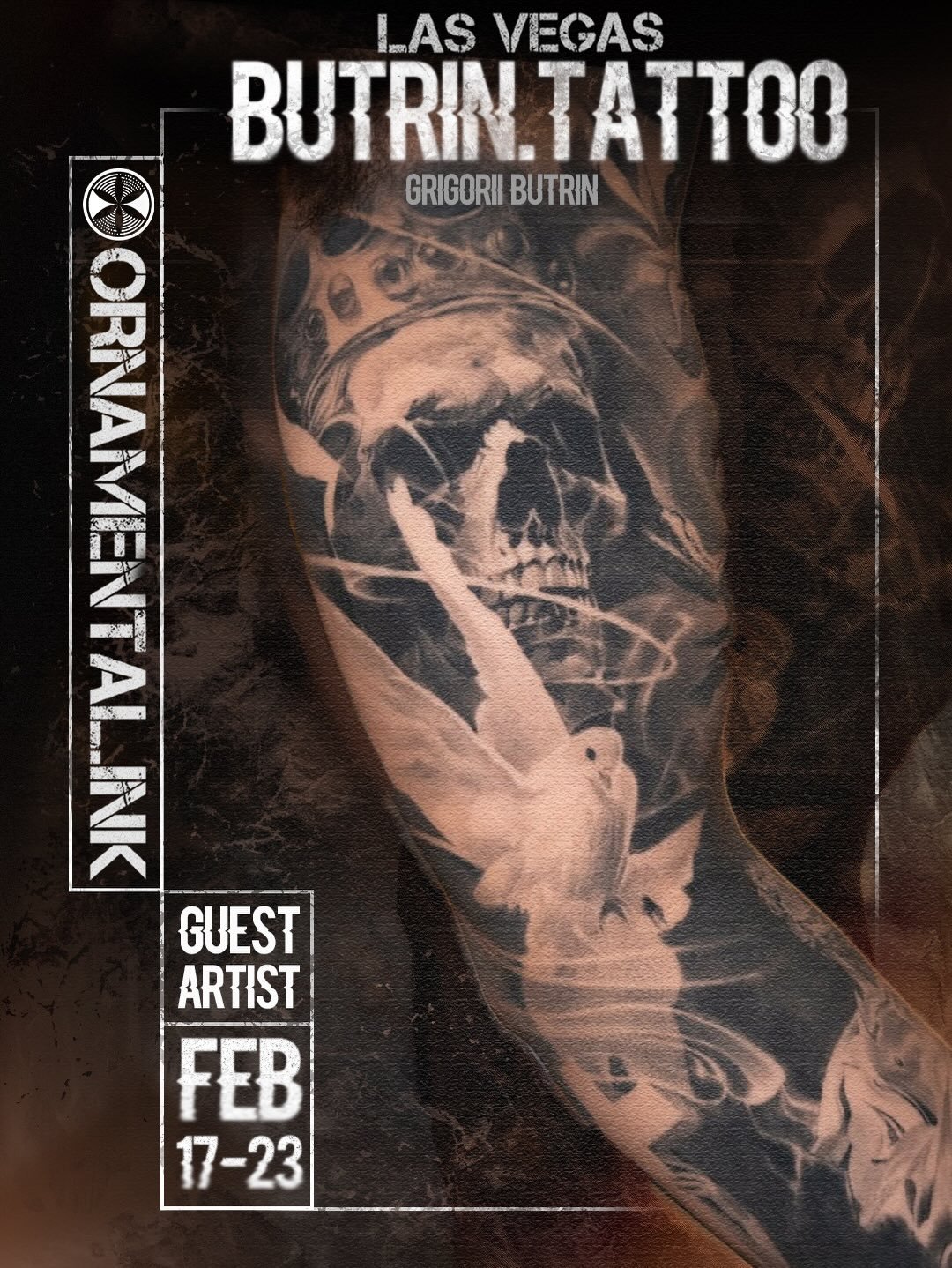 ‼️GUEST ARTIST ALERT ‼️ 
@butrin.tattoo is visiting @ornamental.ink FEBRUARY 17-23 2026. Don&rsquo;t miss out! 
You can contact @butrin.tattoo directly for booking and consultation.
#realismtattoo #ornamentalink #blackandgreytattoo #travelingartist #