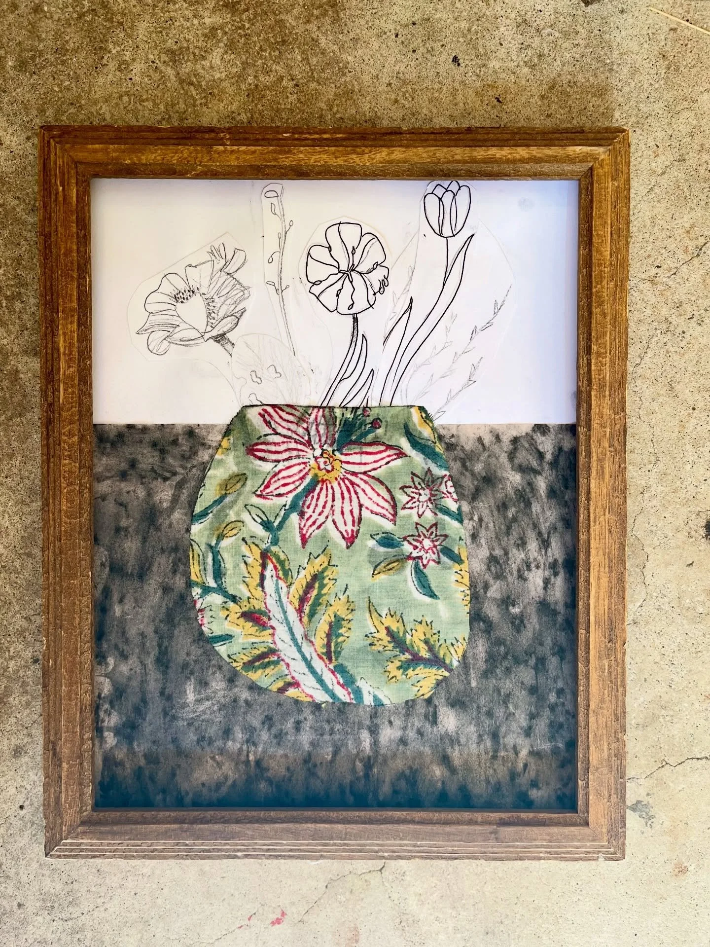 Flower still life drawings. Been waiting for fragrant weather to try this beautiful project that uses pencil, ink, charcoal, fabric and collage by Samara Caughey @purpletwig