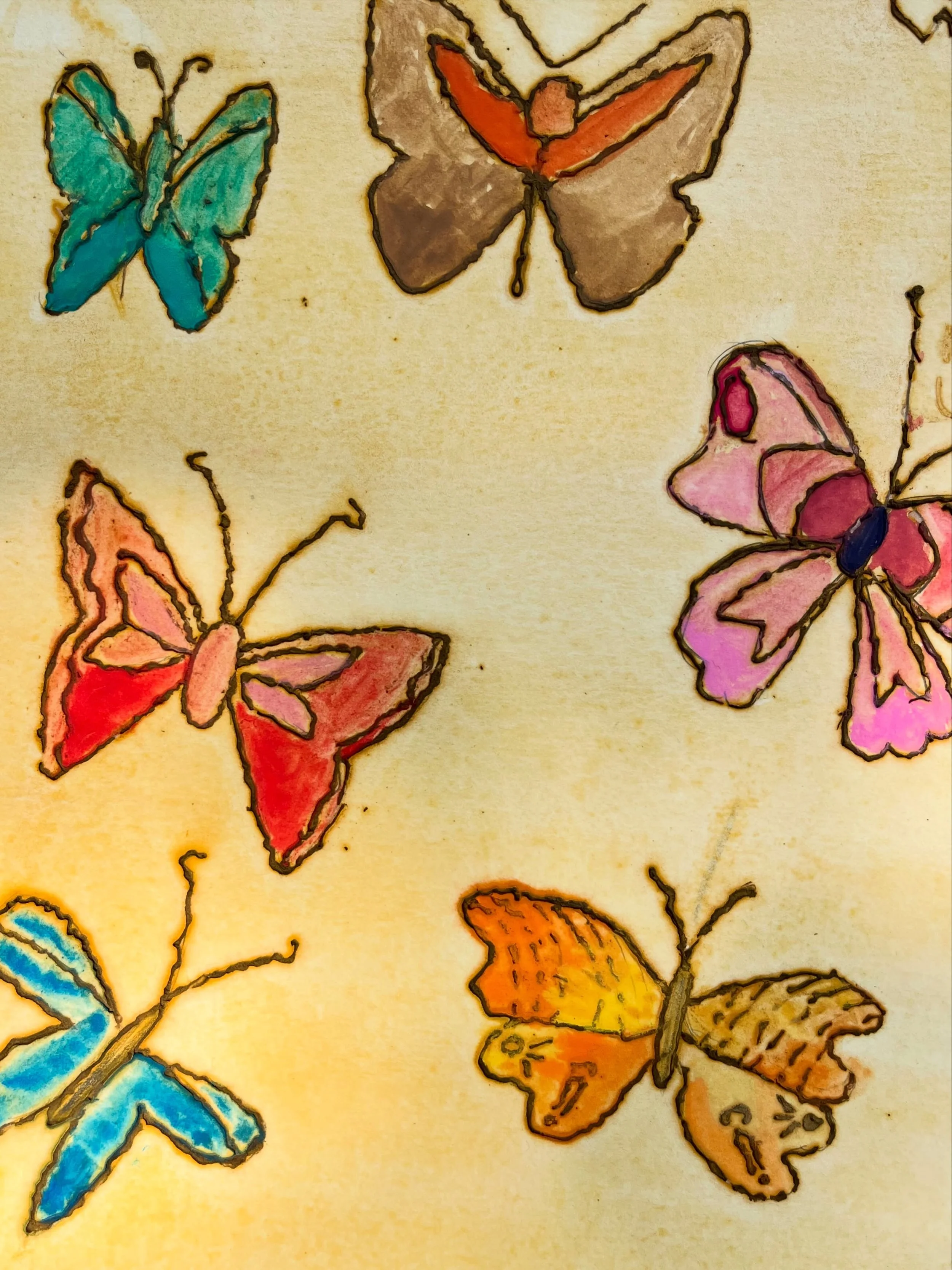 Experiments with henna, watercolor and butterflies. 🦋