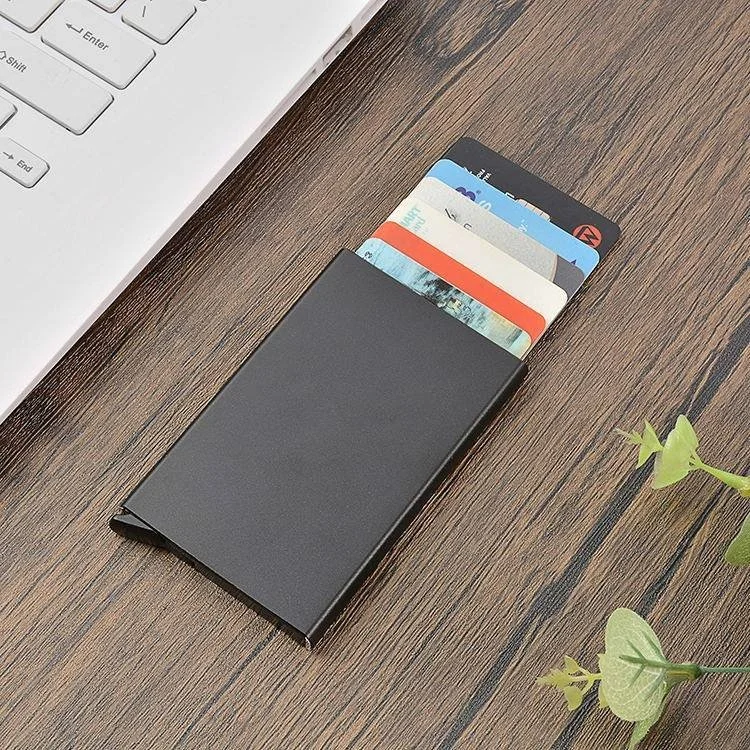 Custom Logo Slim Aluminum Credit Card Holder Wallet (Min. Order 50)