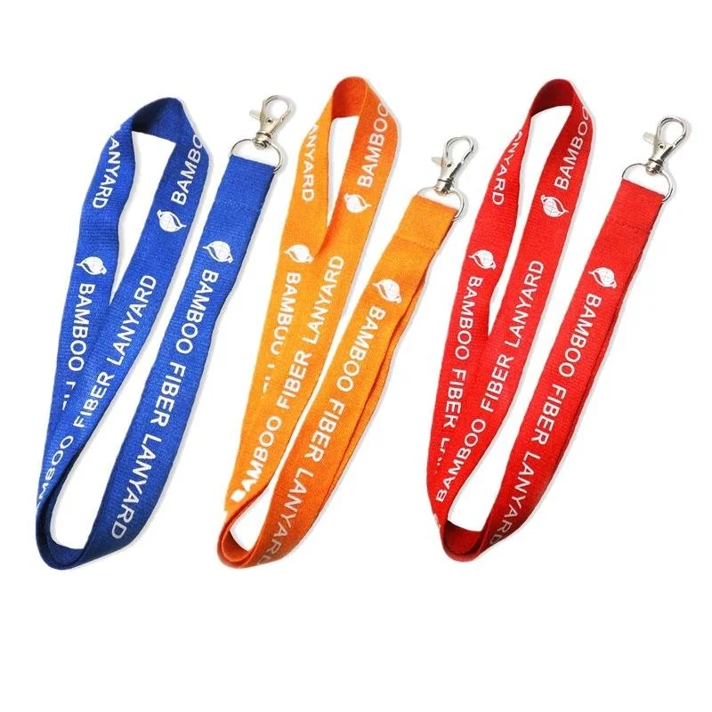 Eco-Friendly Bamboo Fiber Lanyard with PET and Cotton Strap, Biodegradable ID Badge Holder for Trade Shows (Min. Order 100)