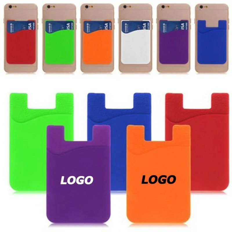 Custom Silicone Phone Wallet Card Holder with Adhesive Back - Logo Printed Credit Card Pocket for Promotional Gifts (Min. Order 100)