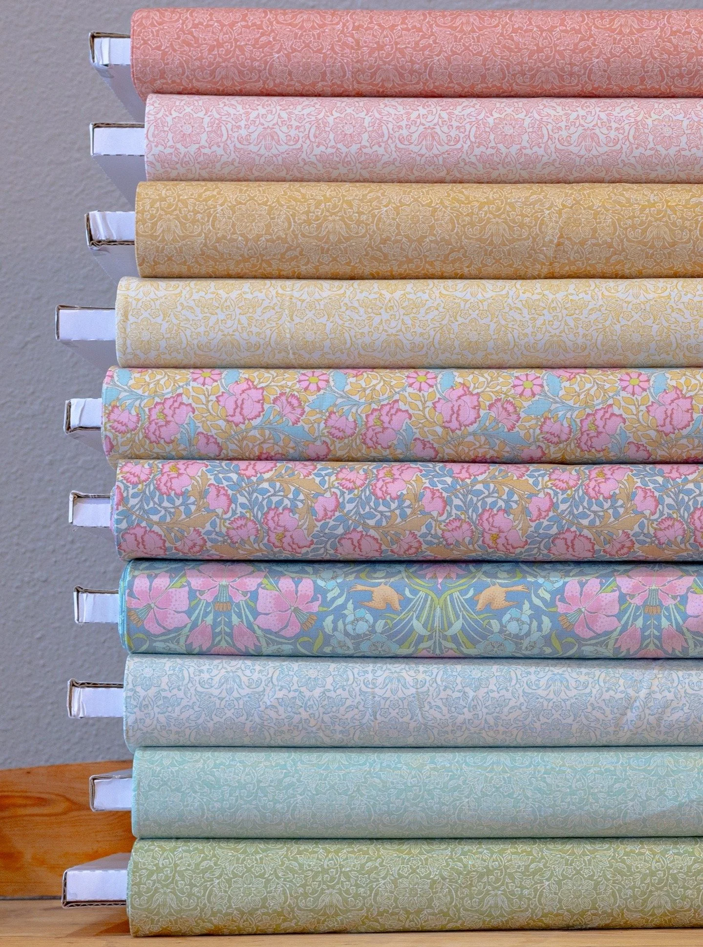 JUST RELEASED! Ten quilting cotton selections from the beautiful @tilda_usa 'Songbird' collection became available on our shelves yesterday&mdash;the first of 3 releases for 2026. With a dusty pastel color theme, Norwegian designer Tone Finnanger's h