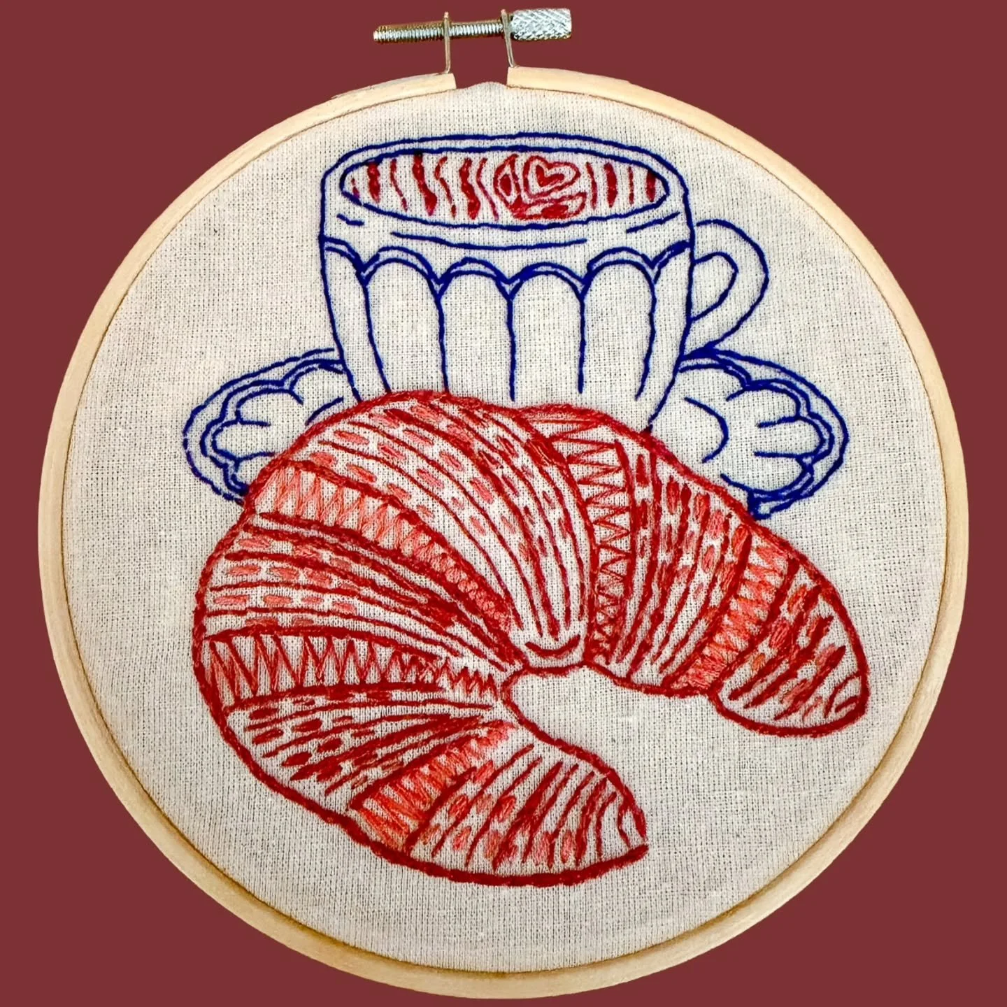 Thanks to @nicole.totah for sharing her waiting-for-baby-to-come "Coffee Bar" embroidery project with us! Congratulations 🙌💕!!! 

This kit comes from @hooklinetinker and we have just one left in the shop. 

Reminder that you can submit pr
