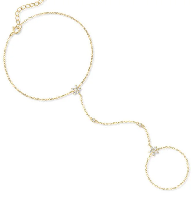 NOBLISÉ Grace Armband / Finger Kette mit Moisannite Stein