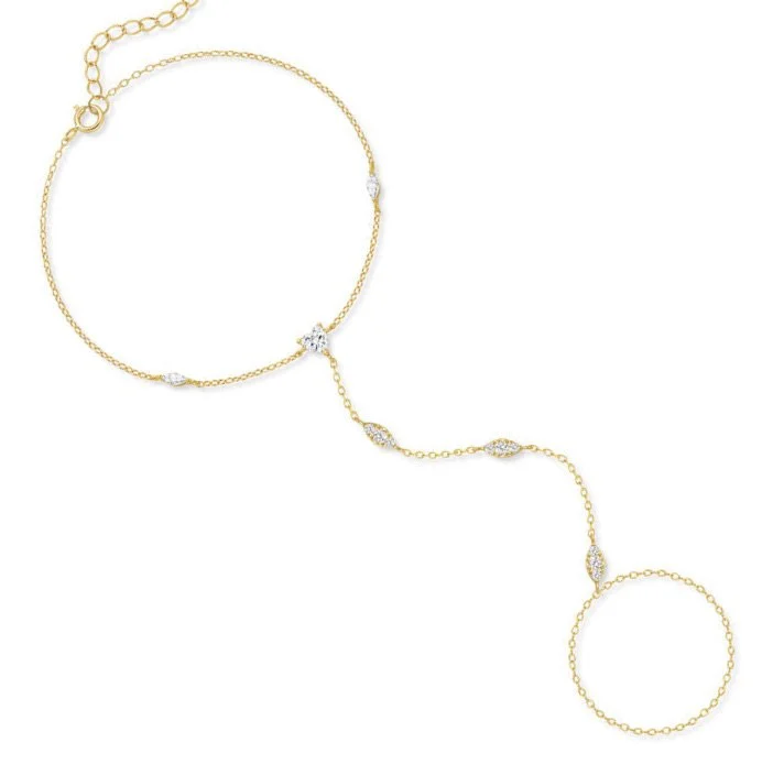 NOBLISÉ Grace Armband / Finger Kette mit Moisannite Stein