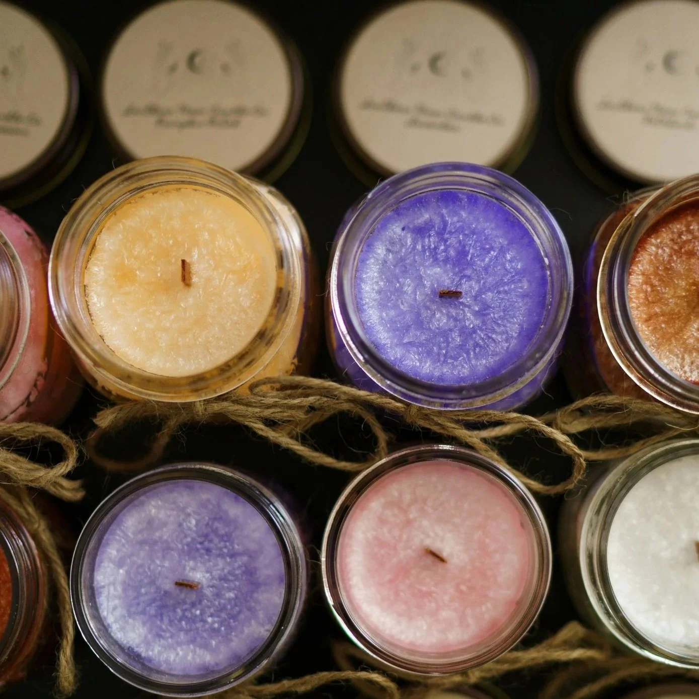 top view colorful candles