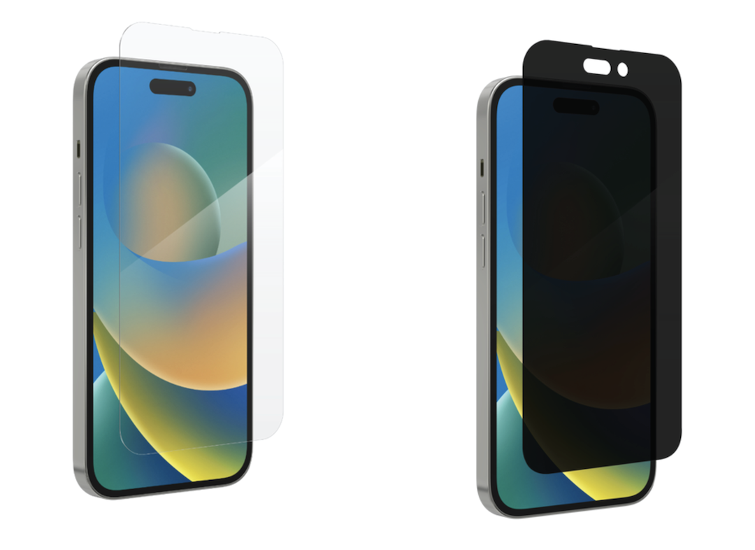 iPhone's with a screen protector being put on