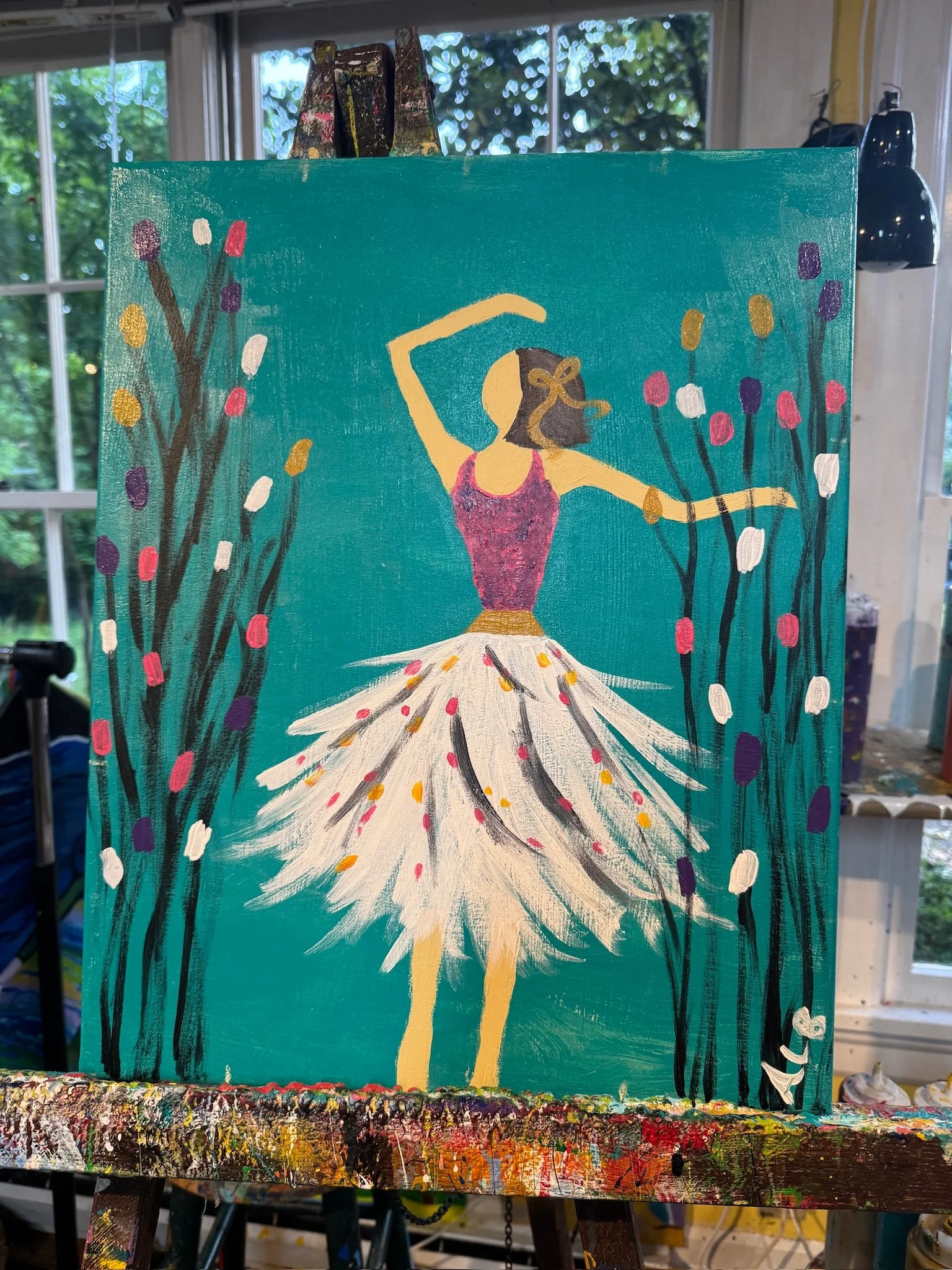 Dancing Girl, 2026. Acrylic on canvas, 16" x 20". Property of @Whet Your Palette