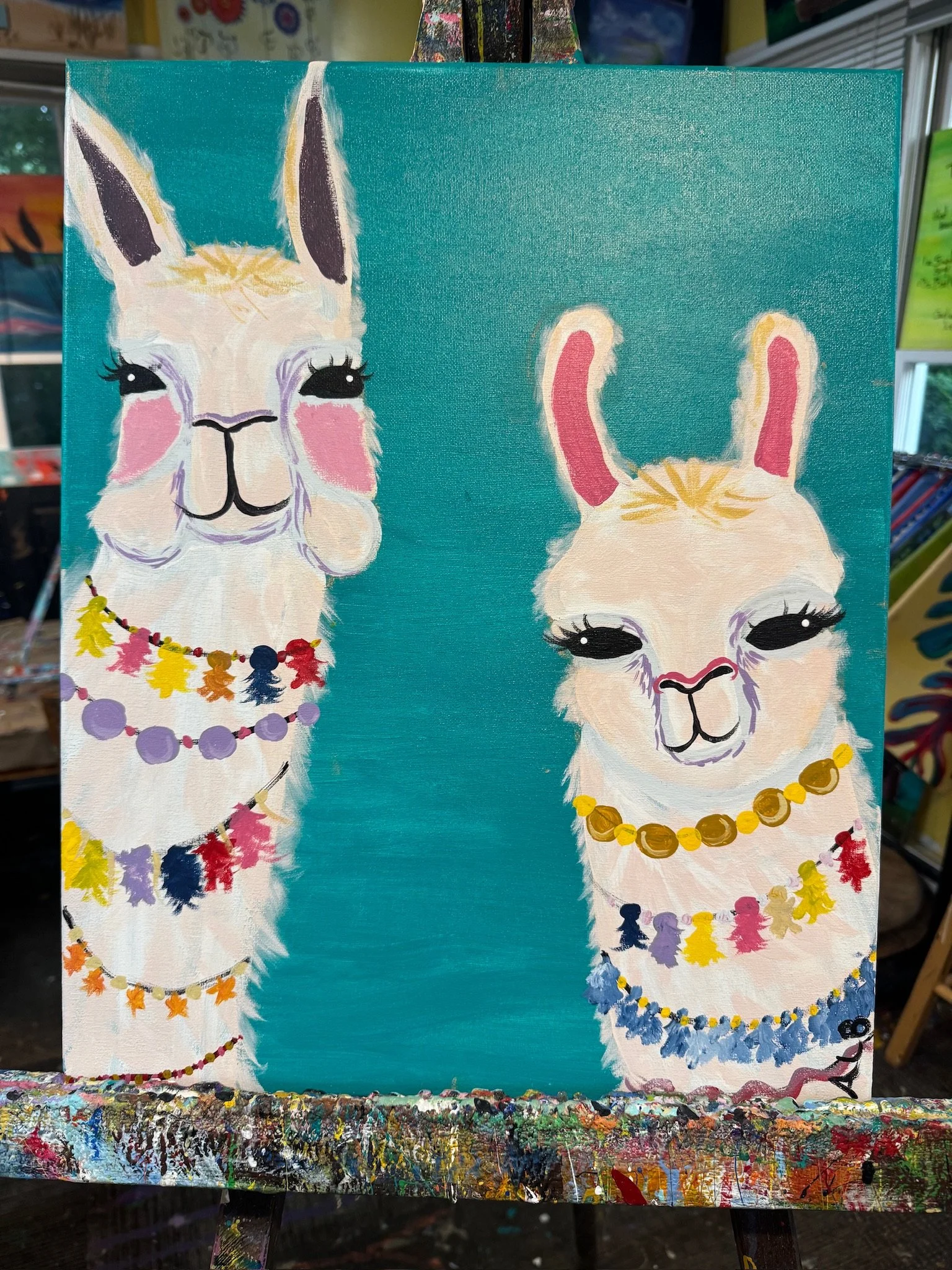 Llamas, 2025. Acrylic on canvas, 16" x 20". Property of @Whet Your Palette
