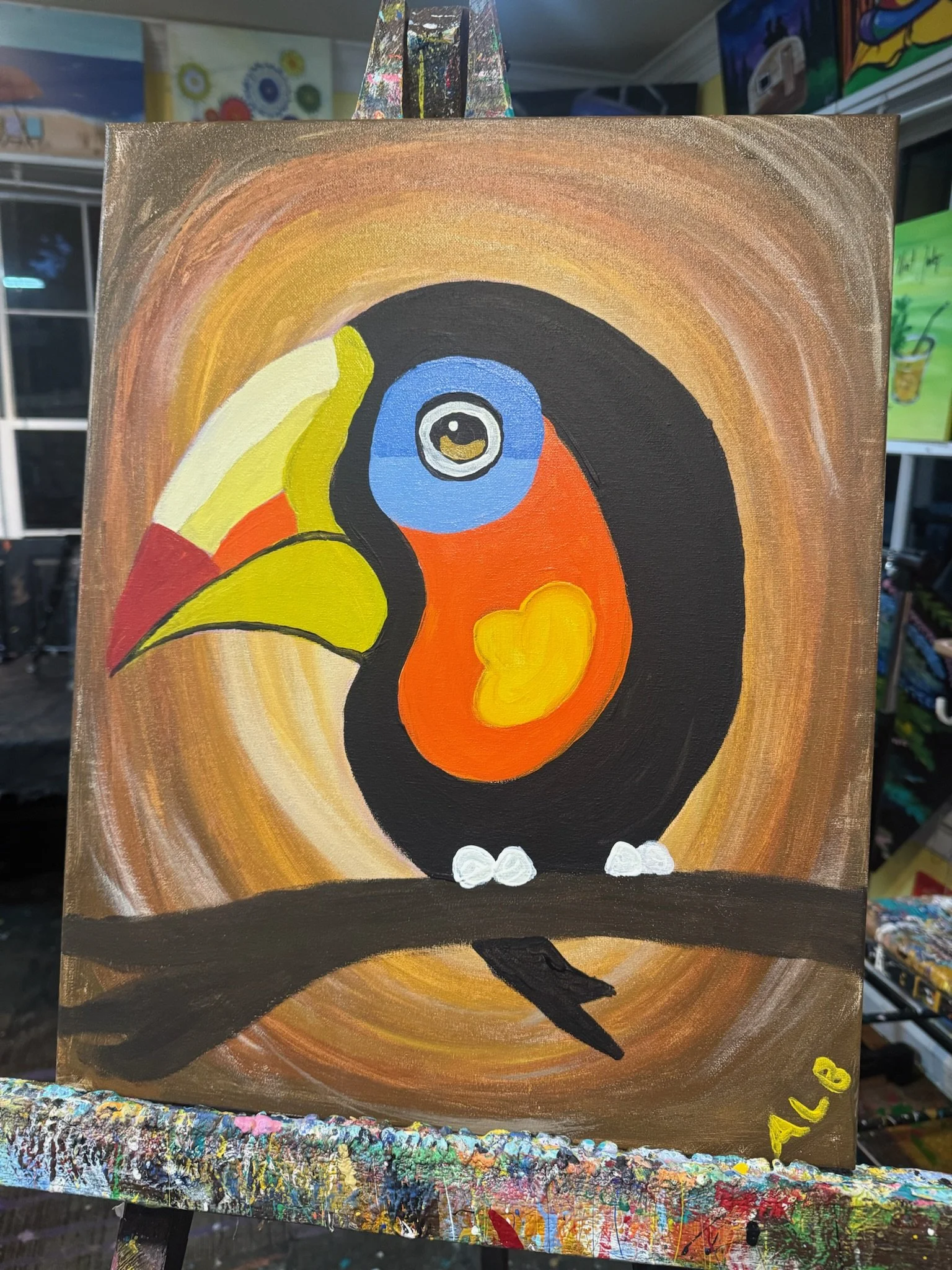 Toucan, 2025. Acrylic on canvas, 16" x 20". Property of @Whet Your Palette