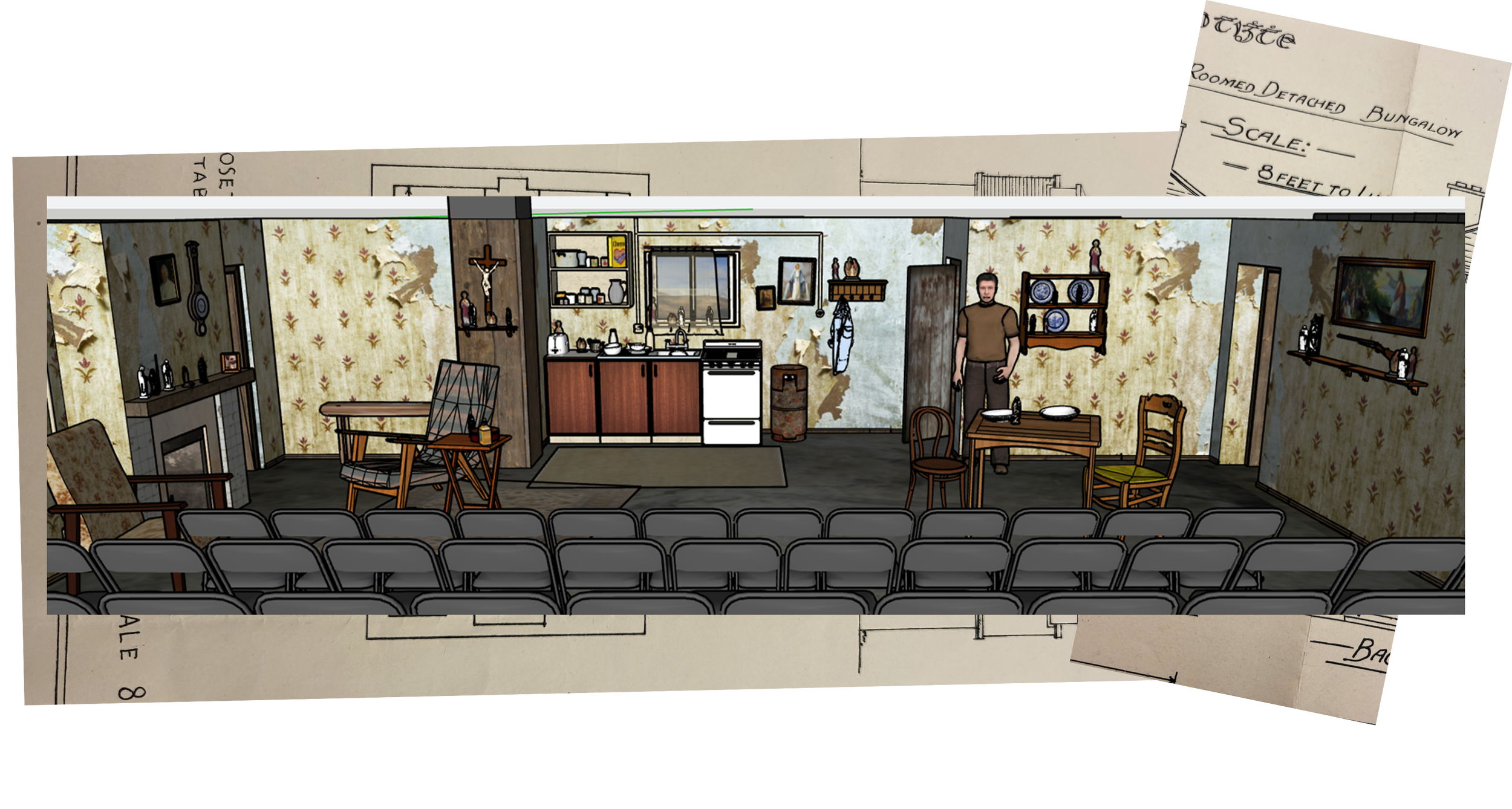 finalized seating configuration design on sketchup 