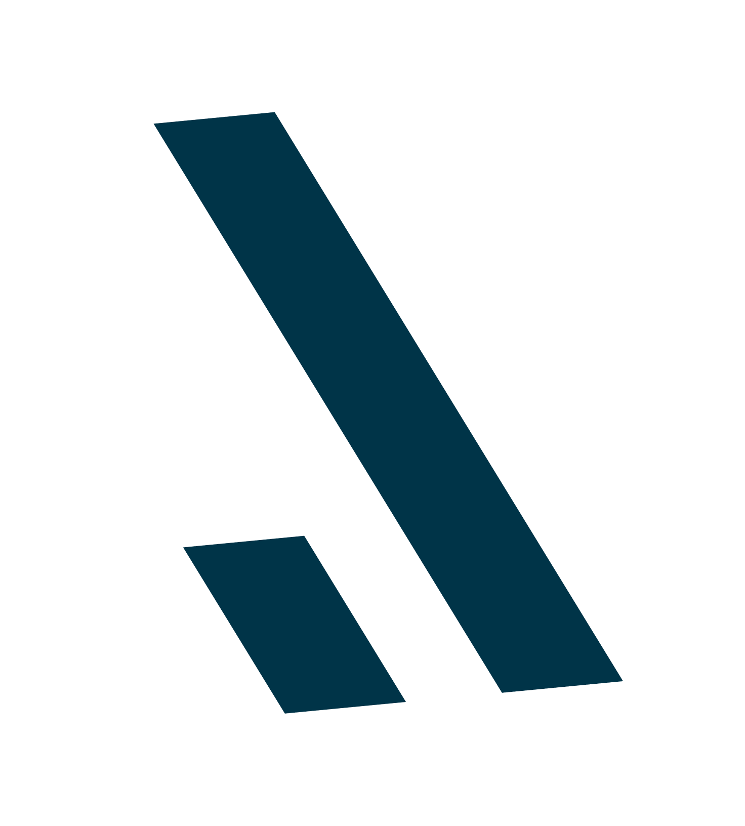 Dark blue abstract logo with a stylized letter V or check mark on a black background