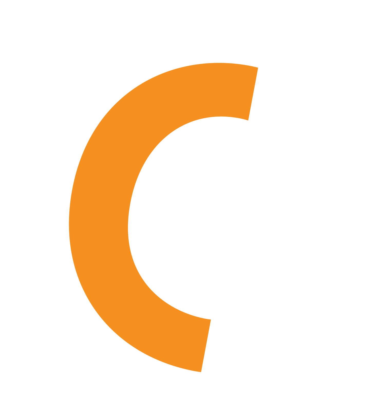 A digital pie chart with a large orange segment and a smaller black segment, on a black background.