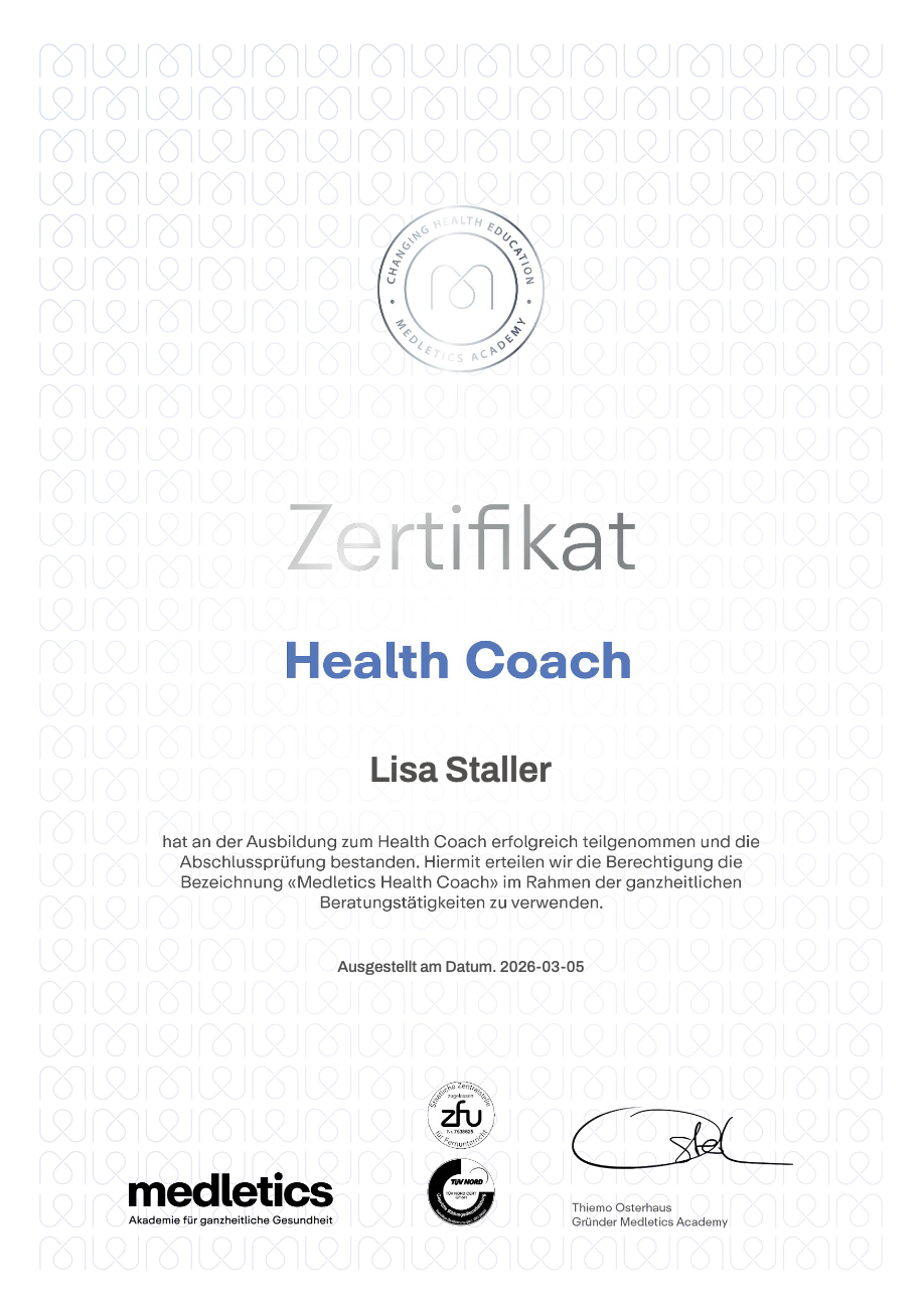 Lisa Staller – zertifizierter Health Coach (Medletics)