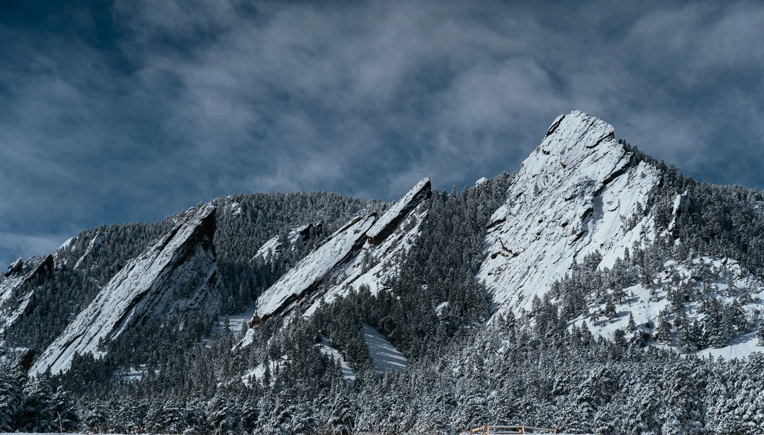 Colorado Flatirons snowy