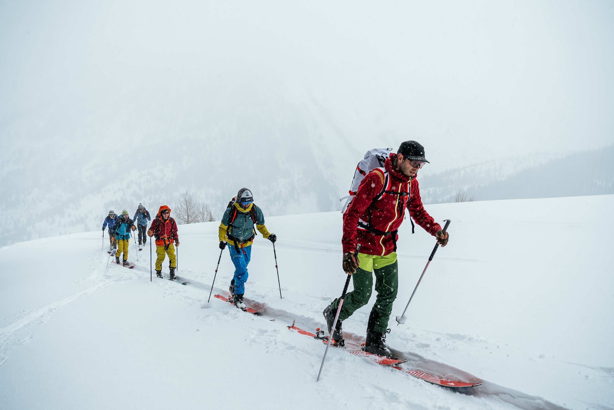 a group of skiers in Colorado for video production in colorado