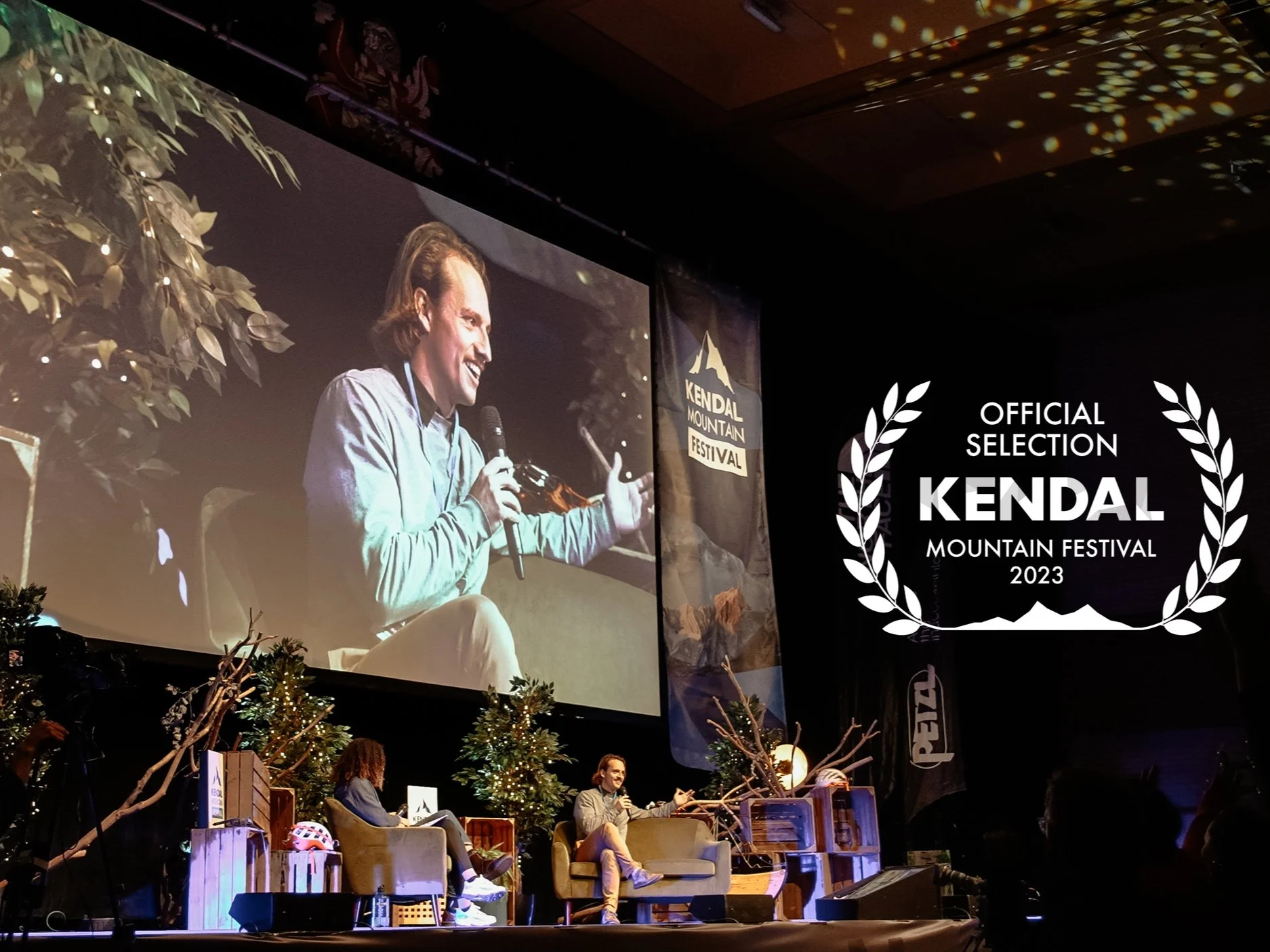 Roo Smith presenting his award-winning films at Kendal mountain film festival