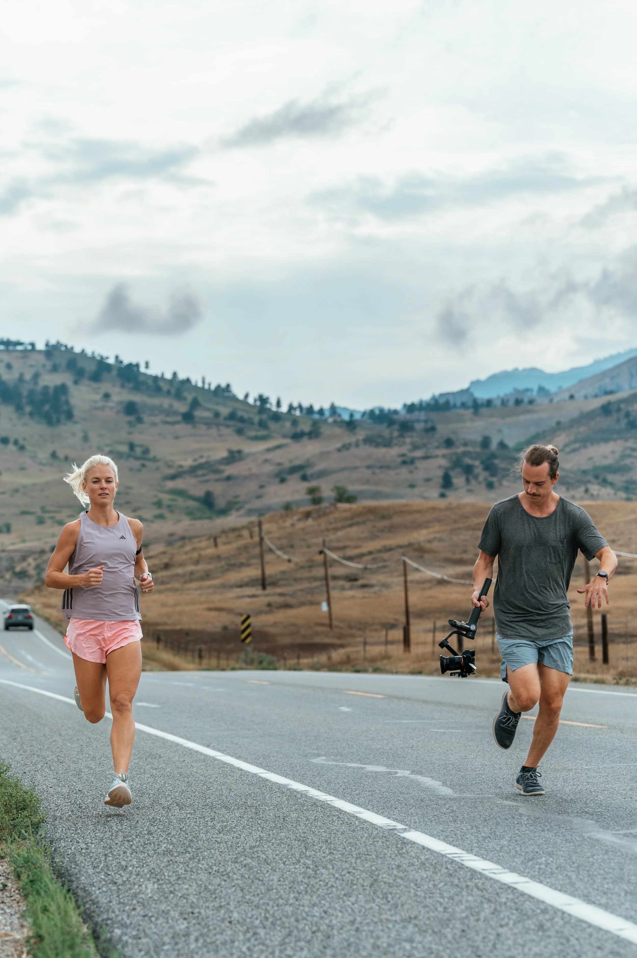 filming running with Olympian Dom Scott