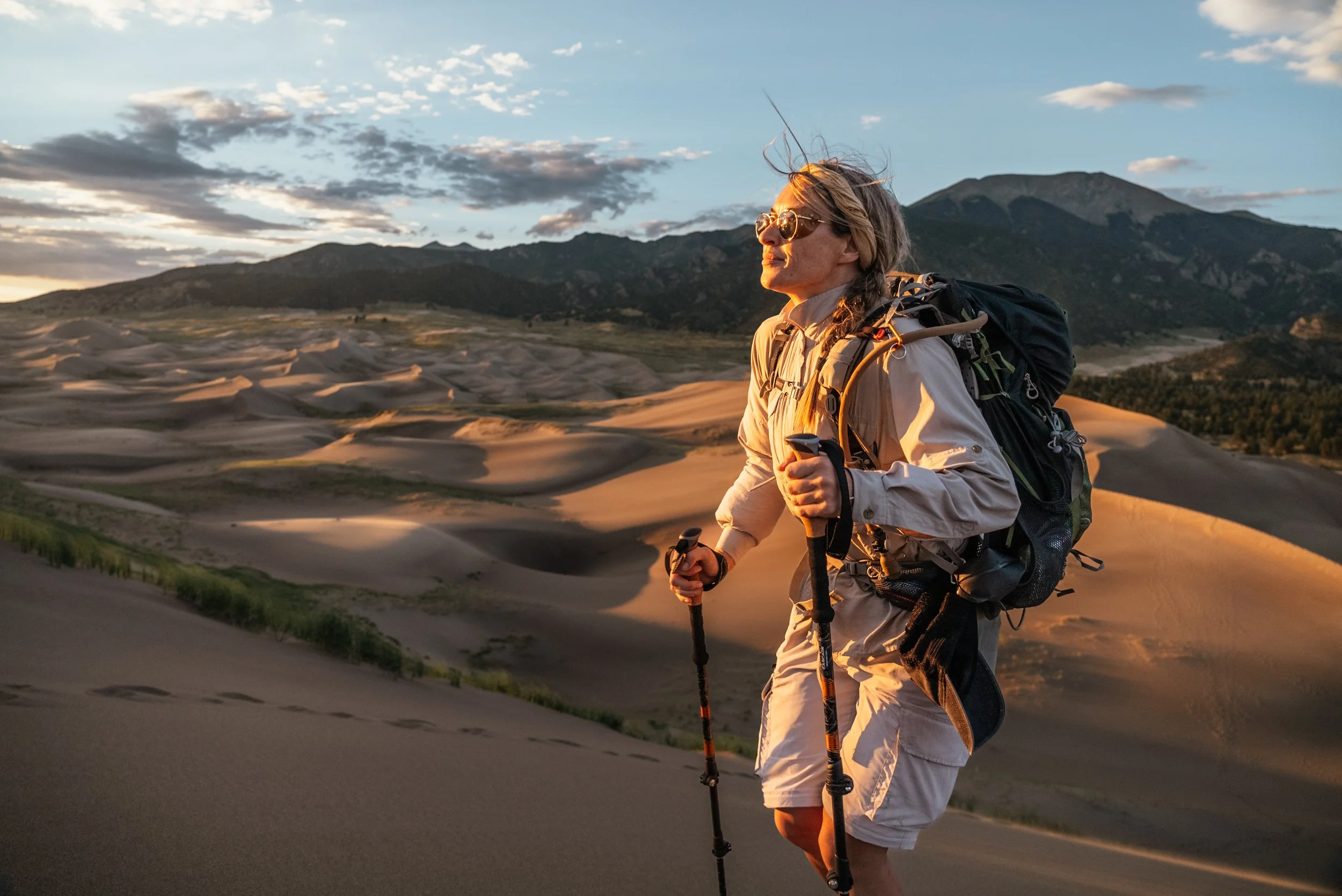 Woman hiking at the Great Sand Dunes in Colorado