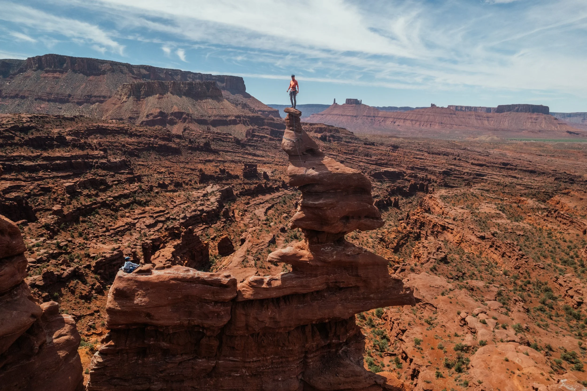 rock climber on a tower in utah