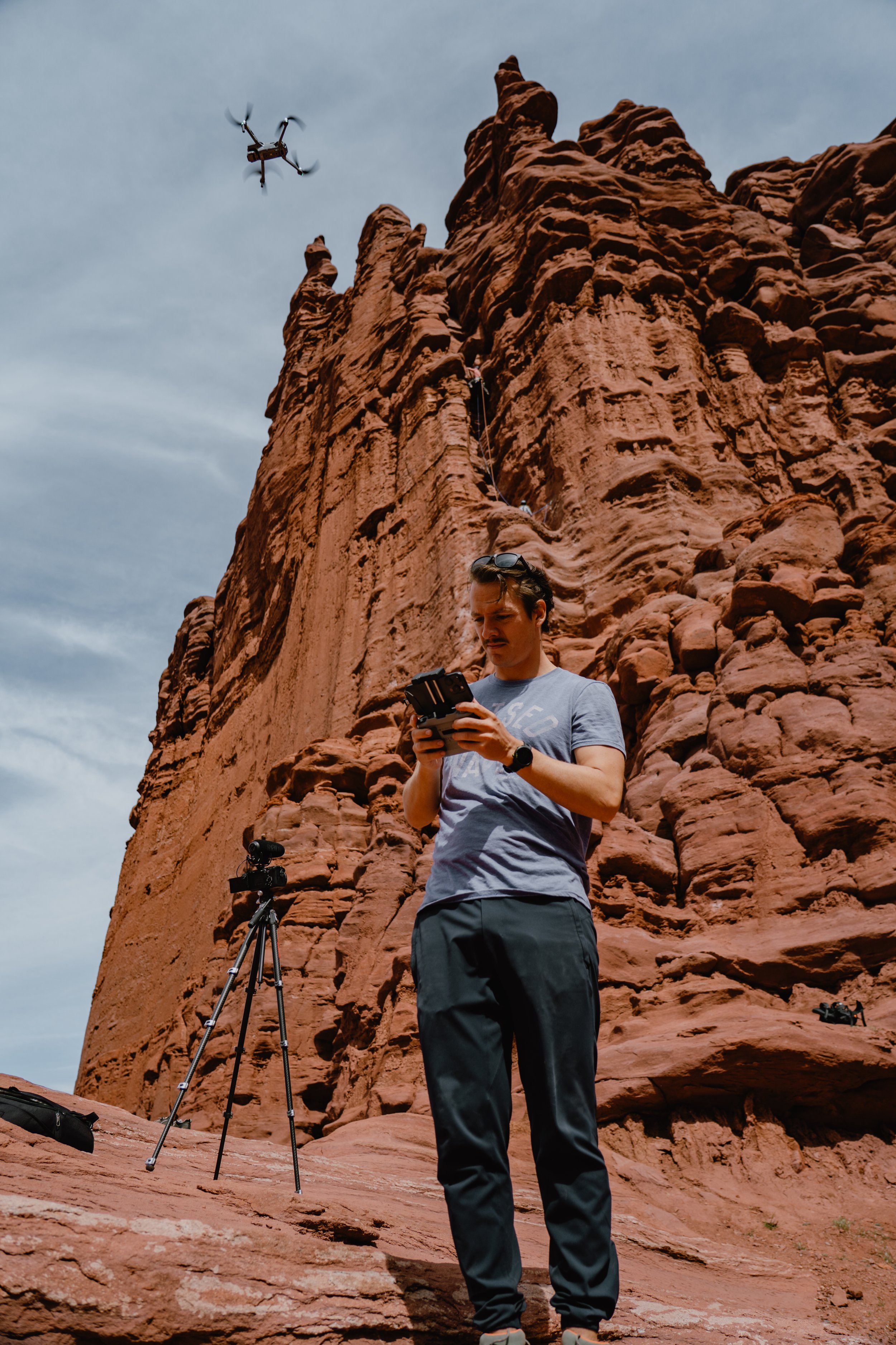 Roo Smith flying drone in Moab, Utah