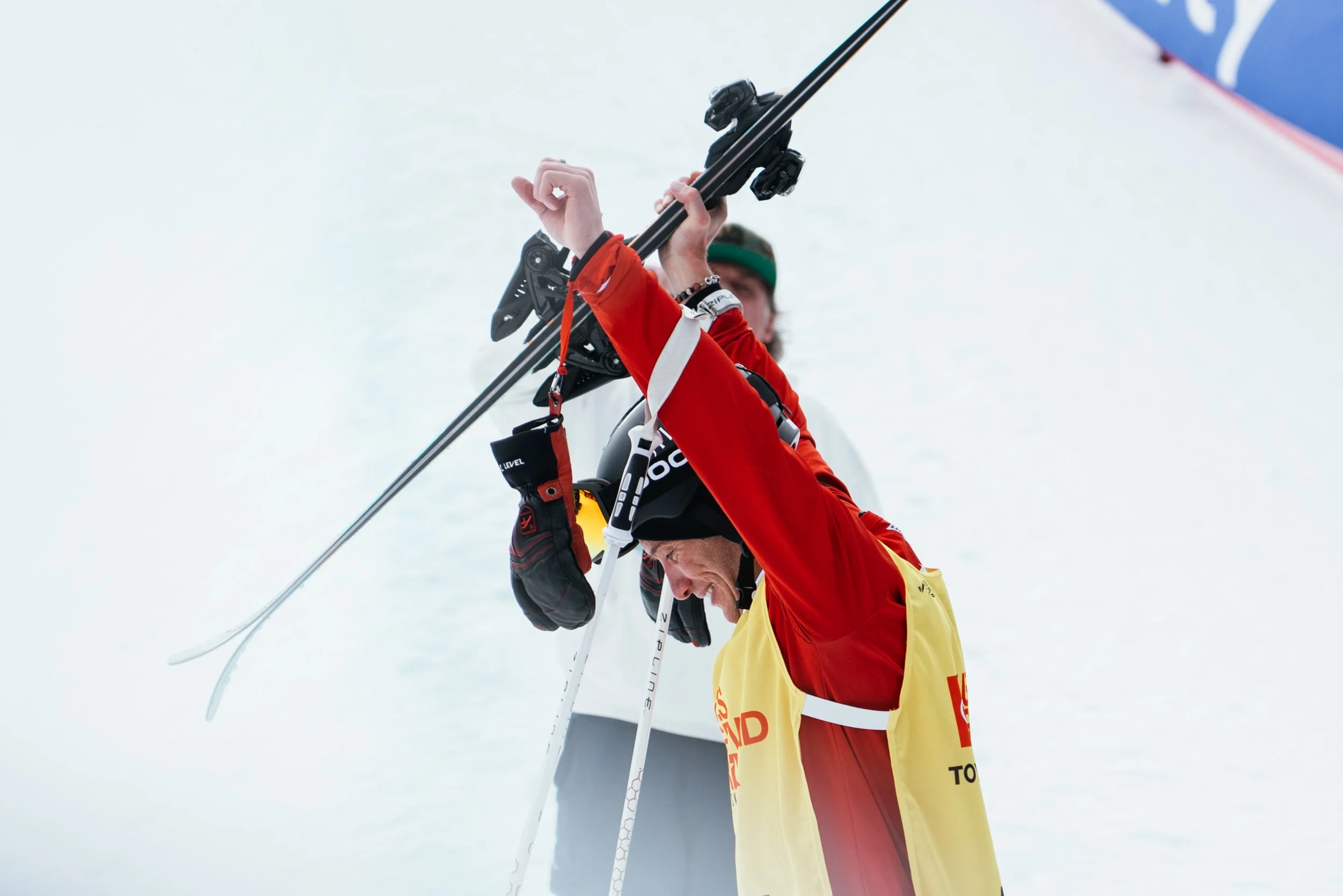 U.S. Silver Medal Olympian Alex Ferreira walking to the top of the podium after a stellar performance in ski halfpipe