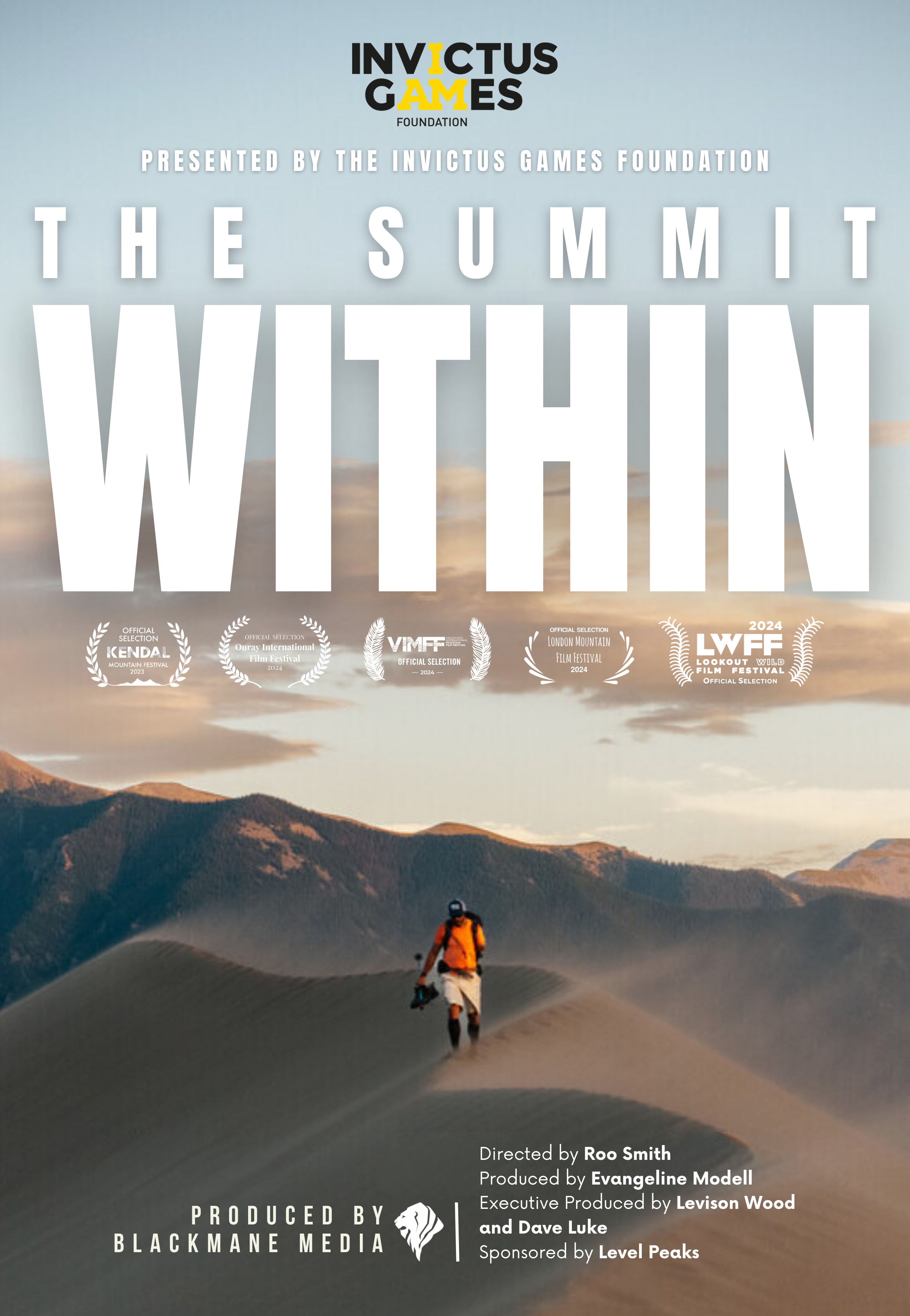 summit within movie poster of a man hiking in desrt