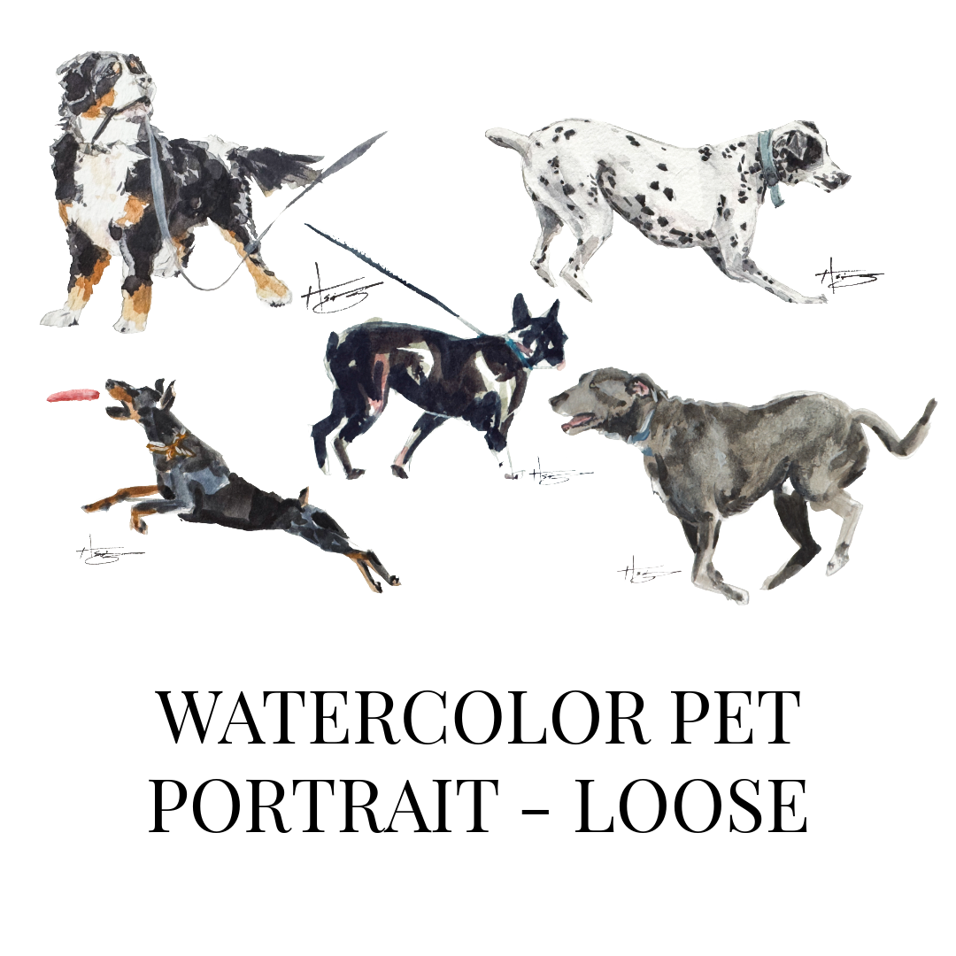 Watercolor Pet Portrait - Loose