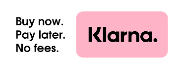 Text that says, 'Buy now. Pay later. No fees.' next to a pink box with the Klarna logo.