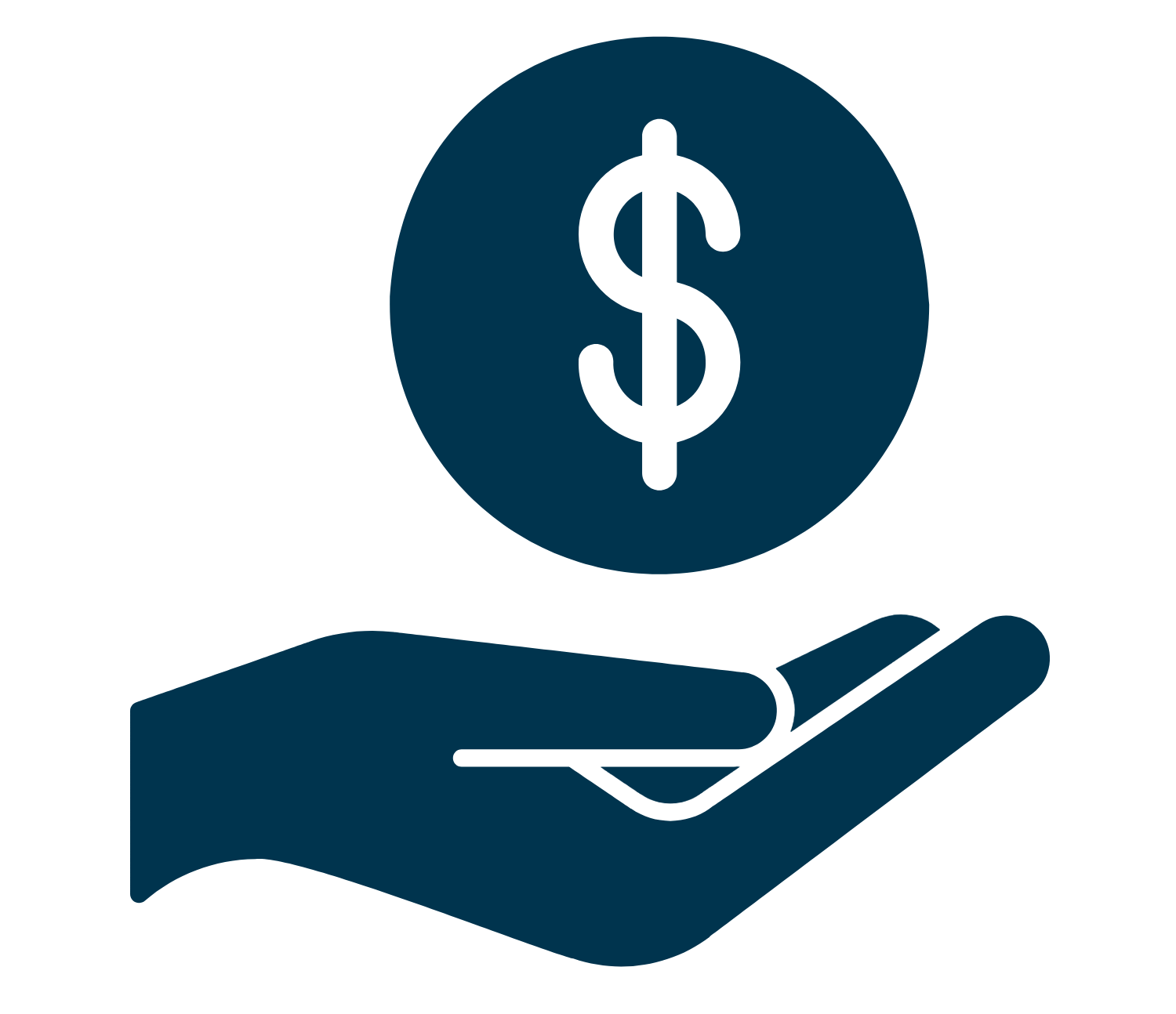 Hand holding money symbol. 