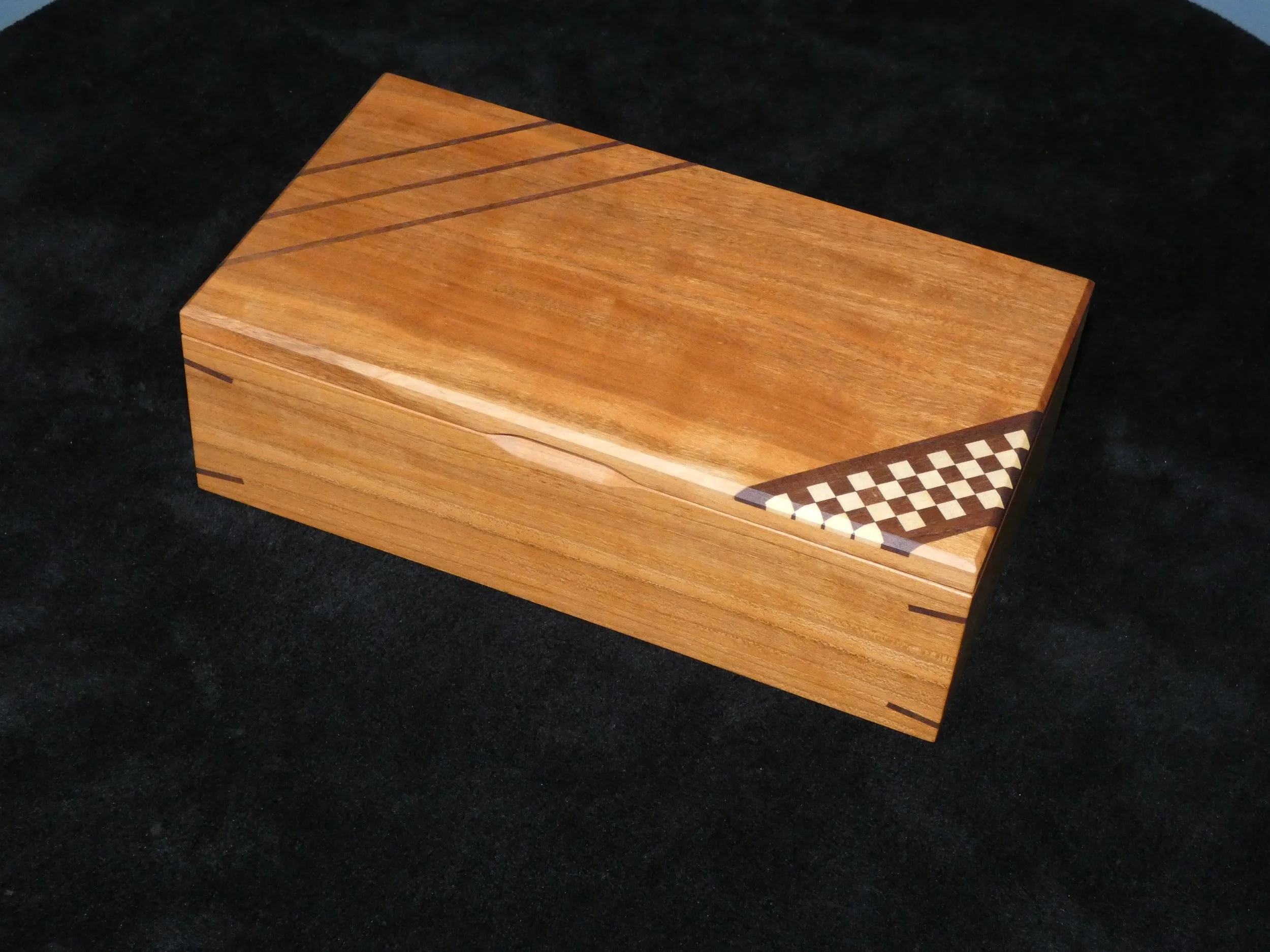Checkered Inlay, Cherry Keepsake Box