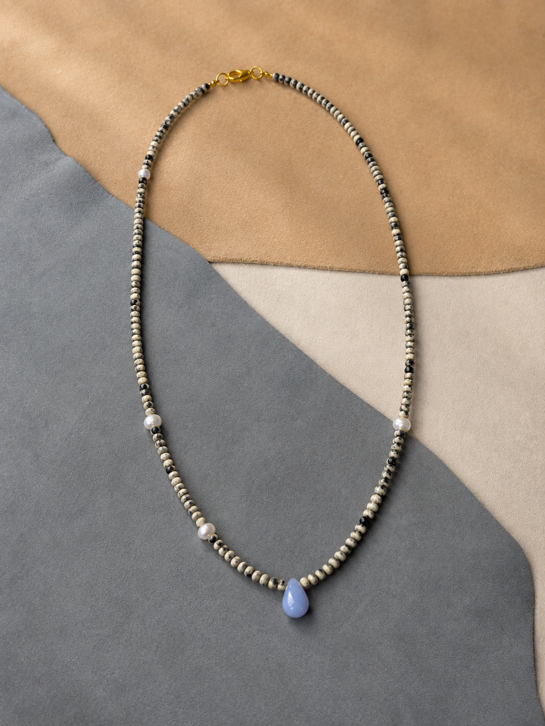 Dalmatian Jasper w/ Chalcedony Teardrop - Joyful, Playfulness w/ Emotional Balance